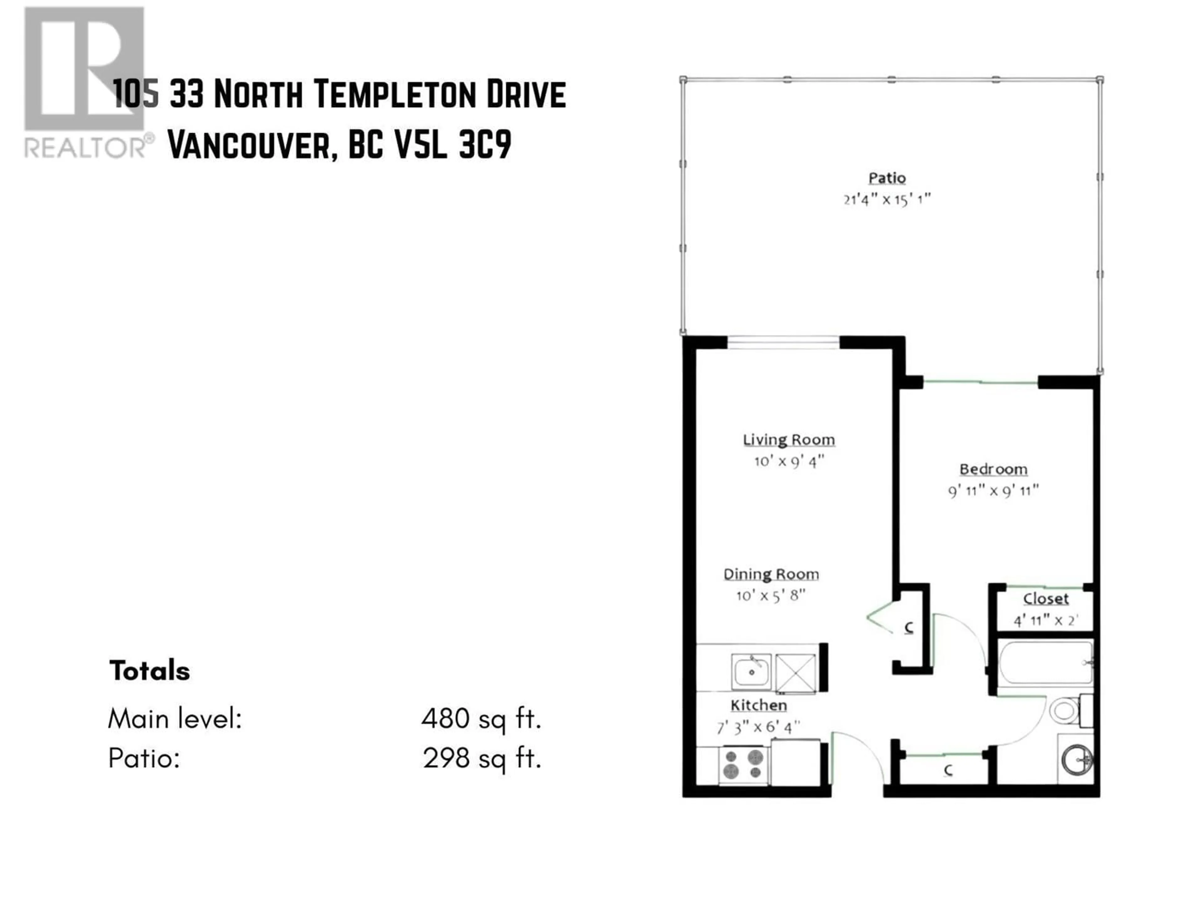 Floor plan for 105 - 33 TEMPLETON DRIVE, Vancouver British Columbia V5L3C9