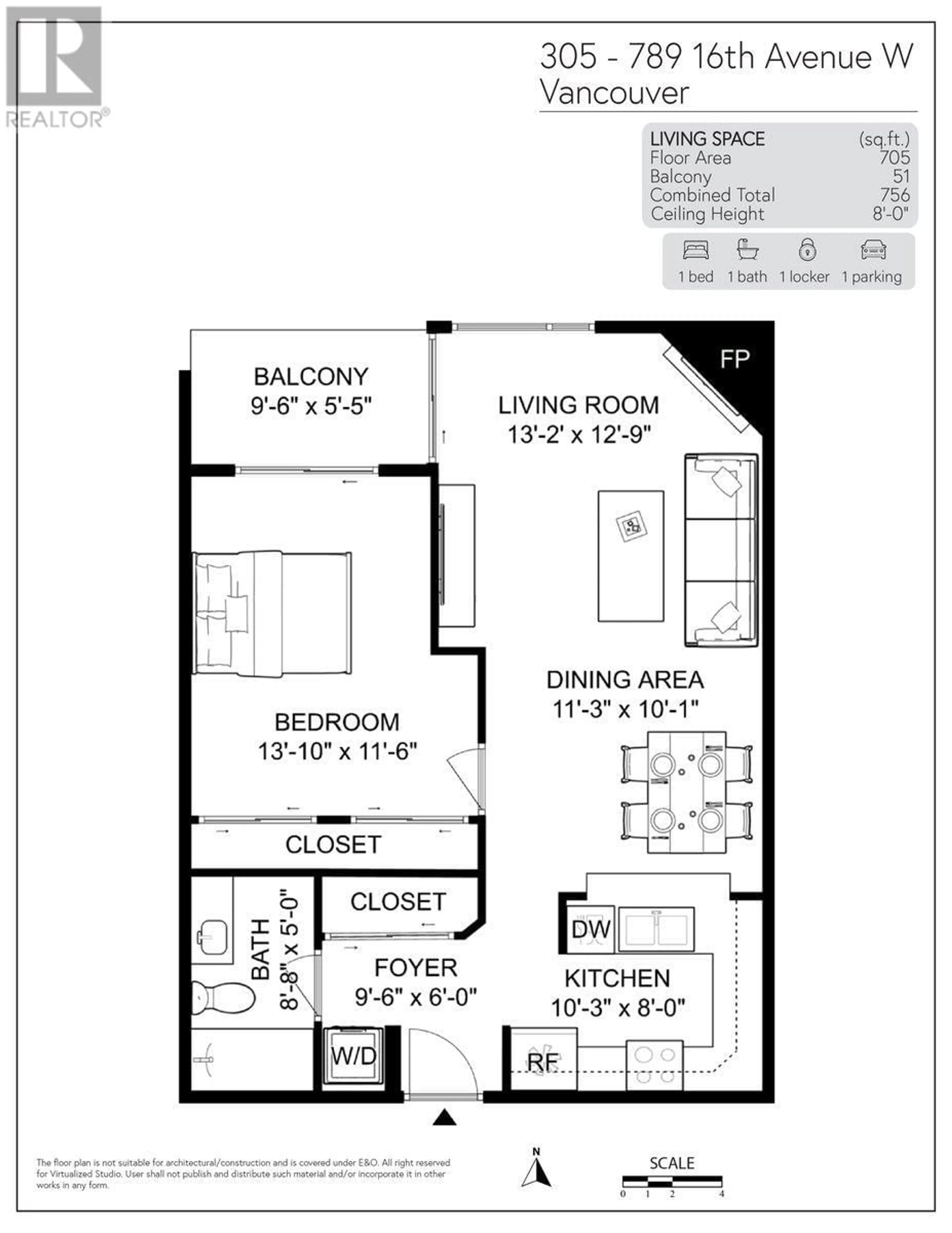 Floor plan for 305 - 789 16 AVENUE, Vancouver British Columbia V5Z1S8