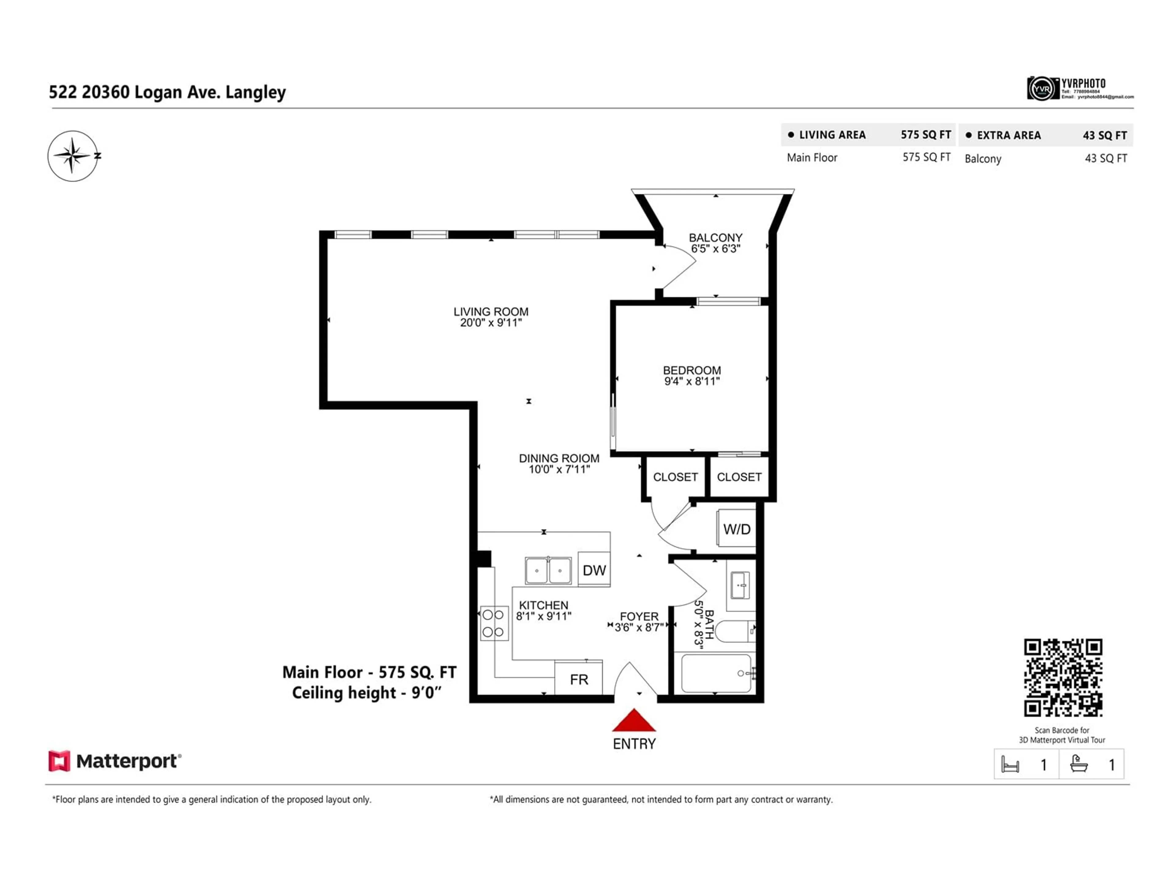Floor plan for 522 - 20360 LOGAN, Langley British Columbia V3A0P5
