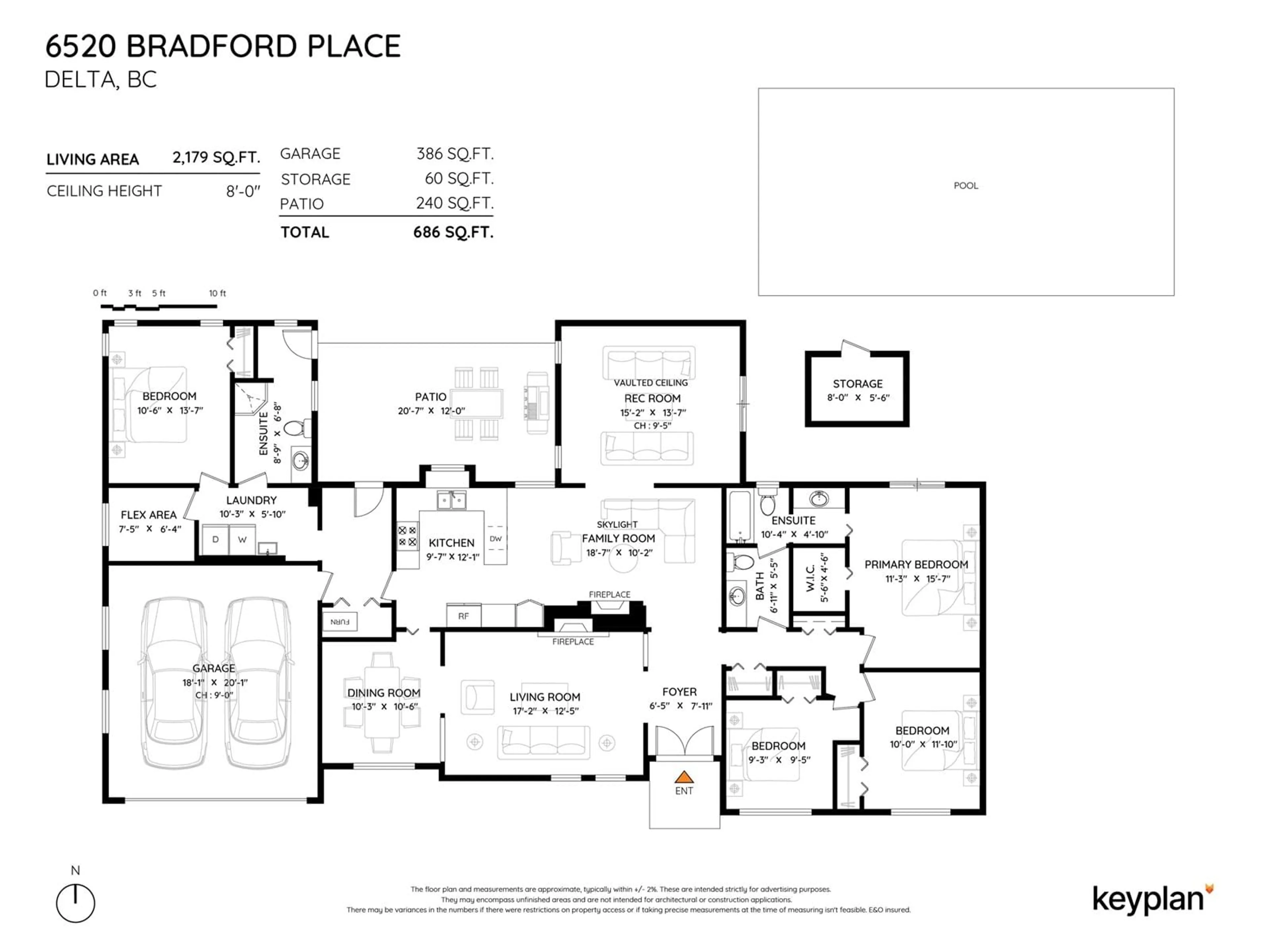 Floor plan for 6520 BRADFORD, Delta British Columbia V4E1G3