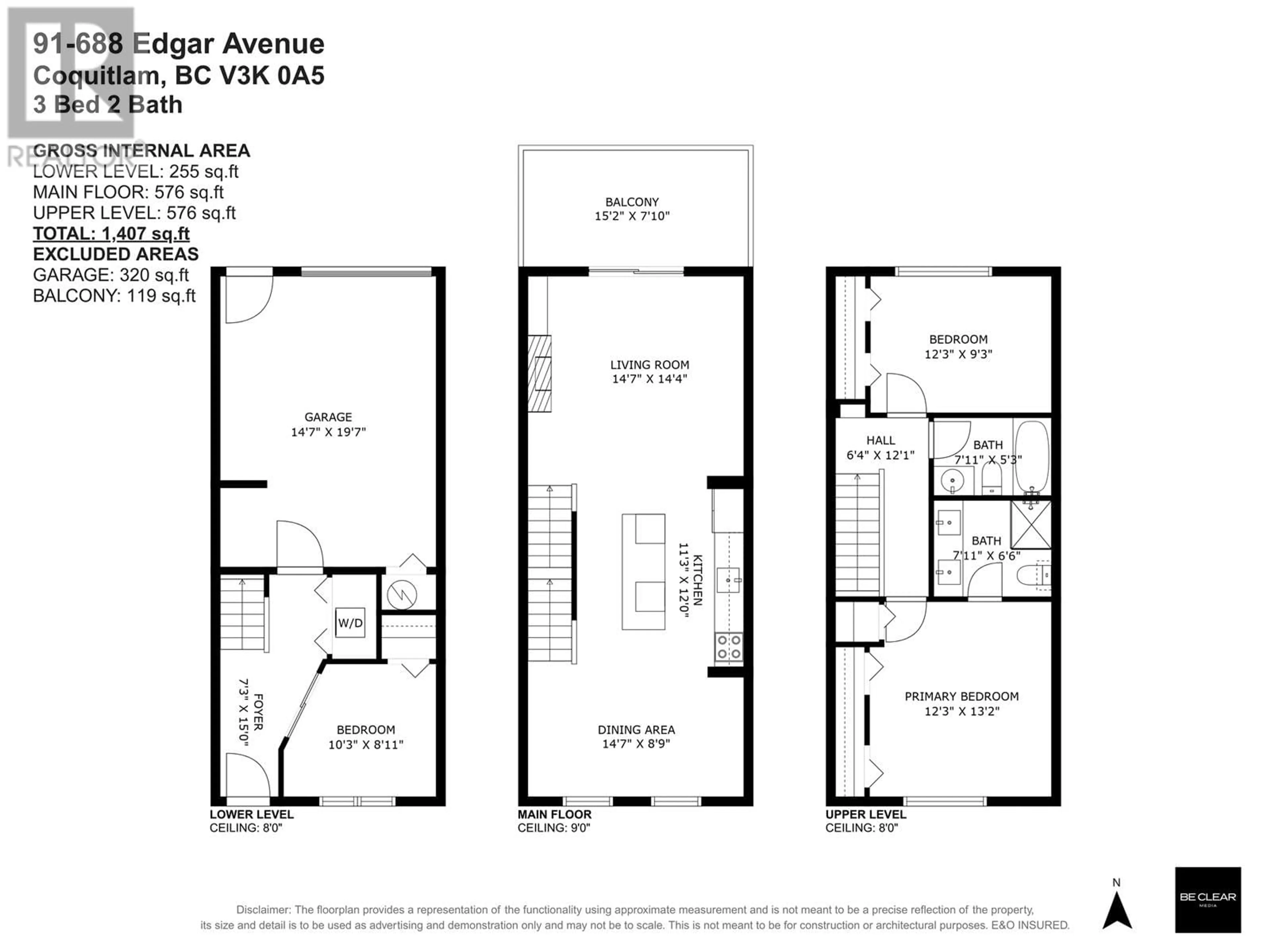 Floor plan for 91 - 688 EDGAR AVENUE, Coquitlam British Columbia V3K0A5