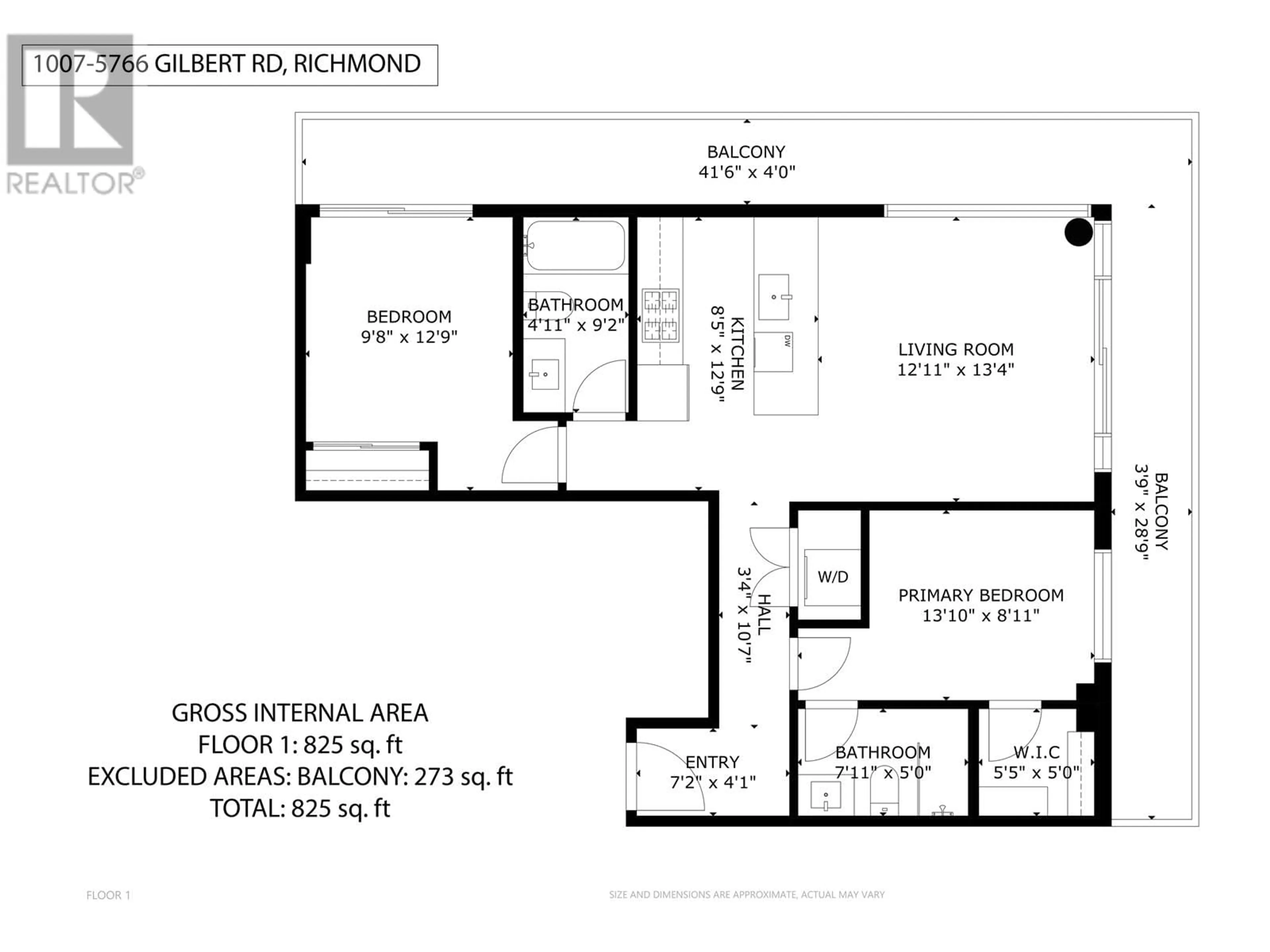 Floor plan for 1007 - 5766 GILBERT ROAD, Richmond British Columbia V6X1B7
