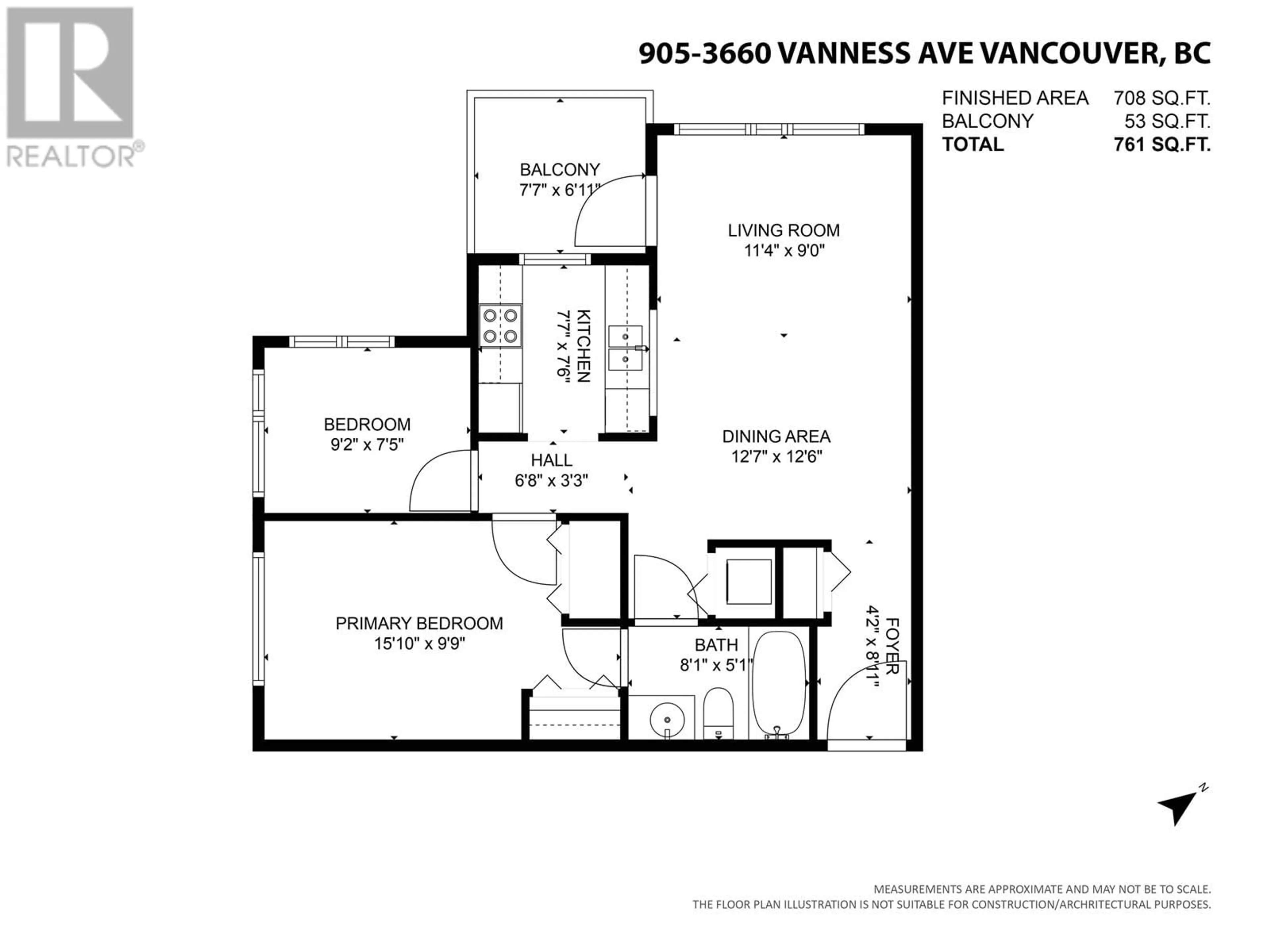 Floor plan for 905 - 3660 VANNESS AVENUE, Vancouver British Columbia V5R6H8