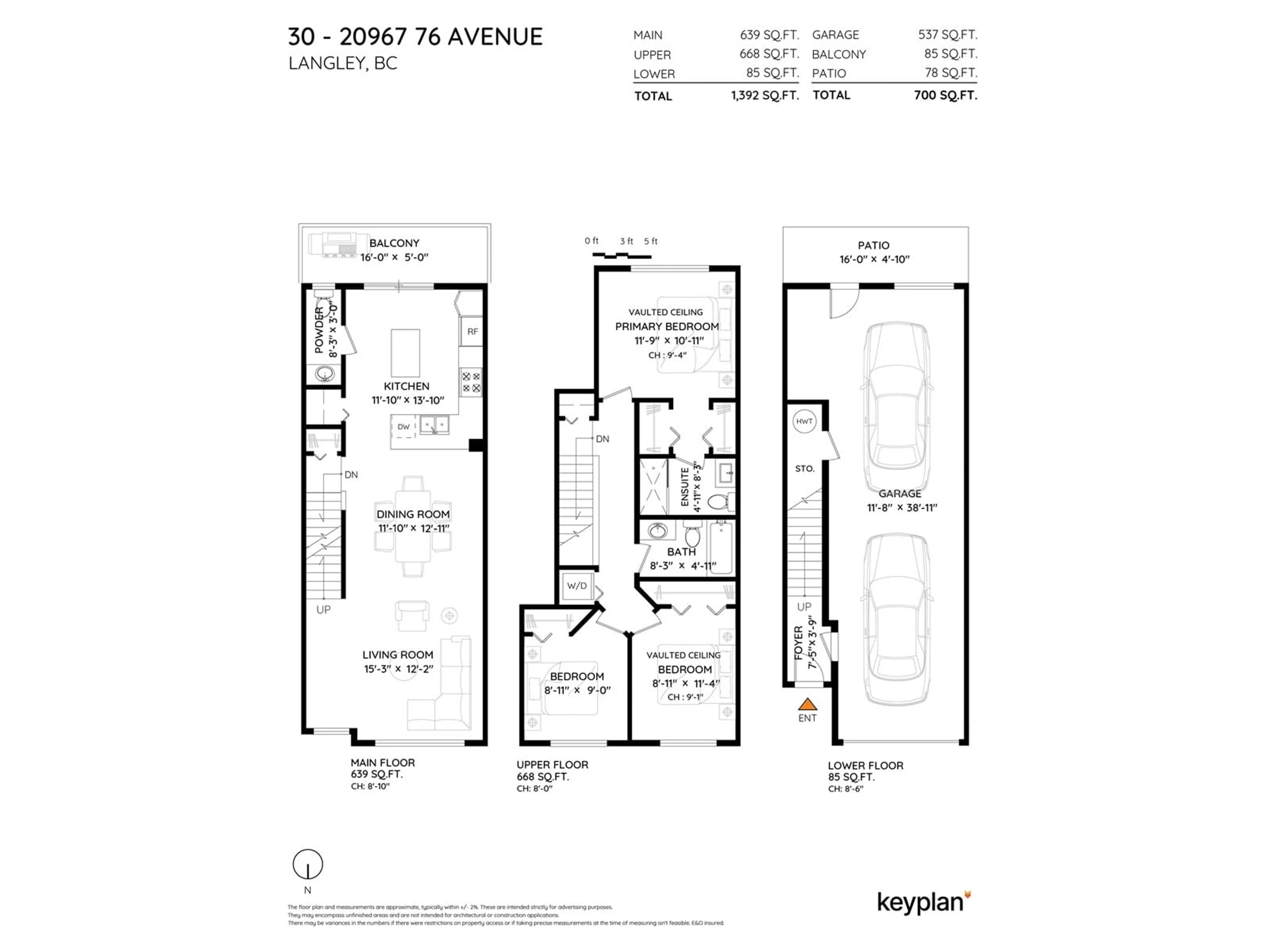 Floor plan for 30 - 20967 76, Langley British Columbia V2Y0L9