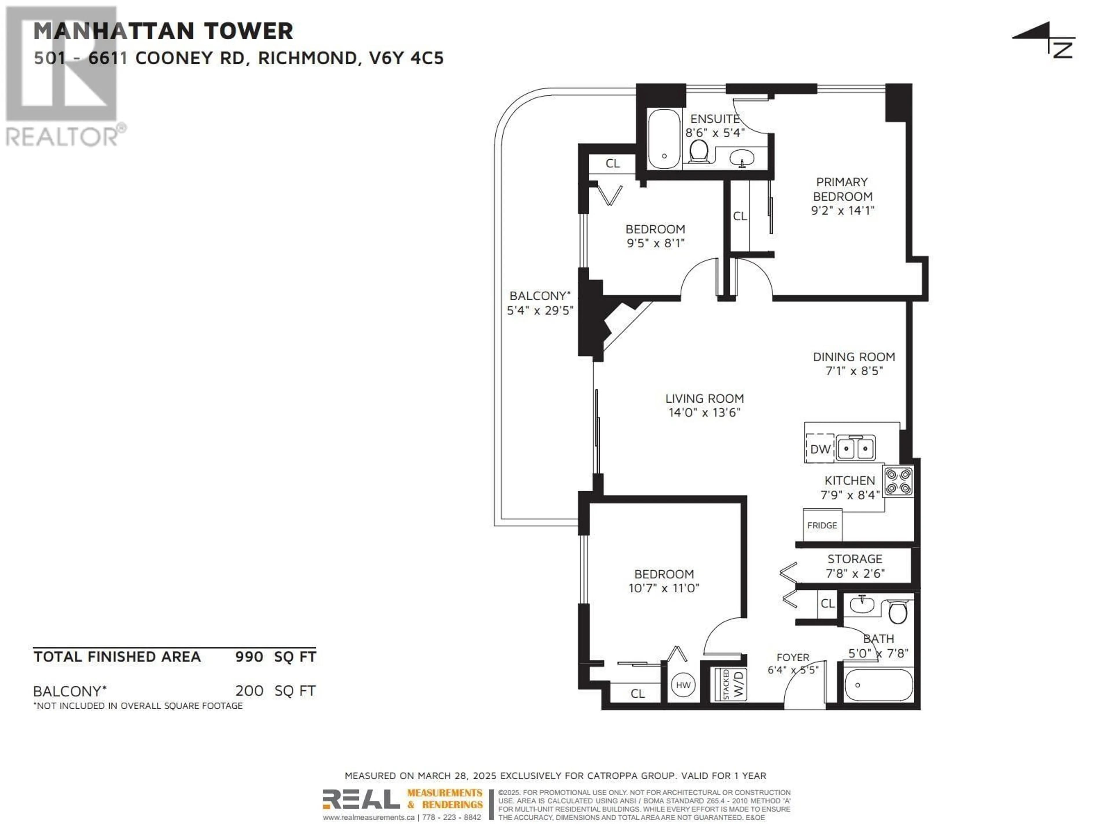 Floor plan for 501 - 6611 COONEY ROAD, Richmond British Columbia V6Y4C5