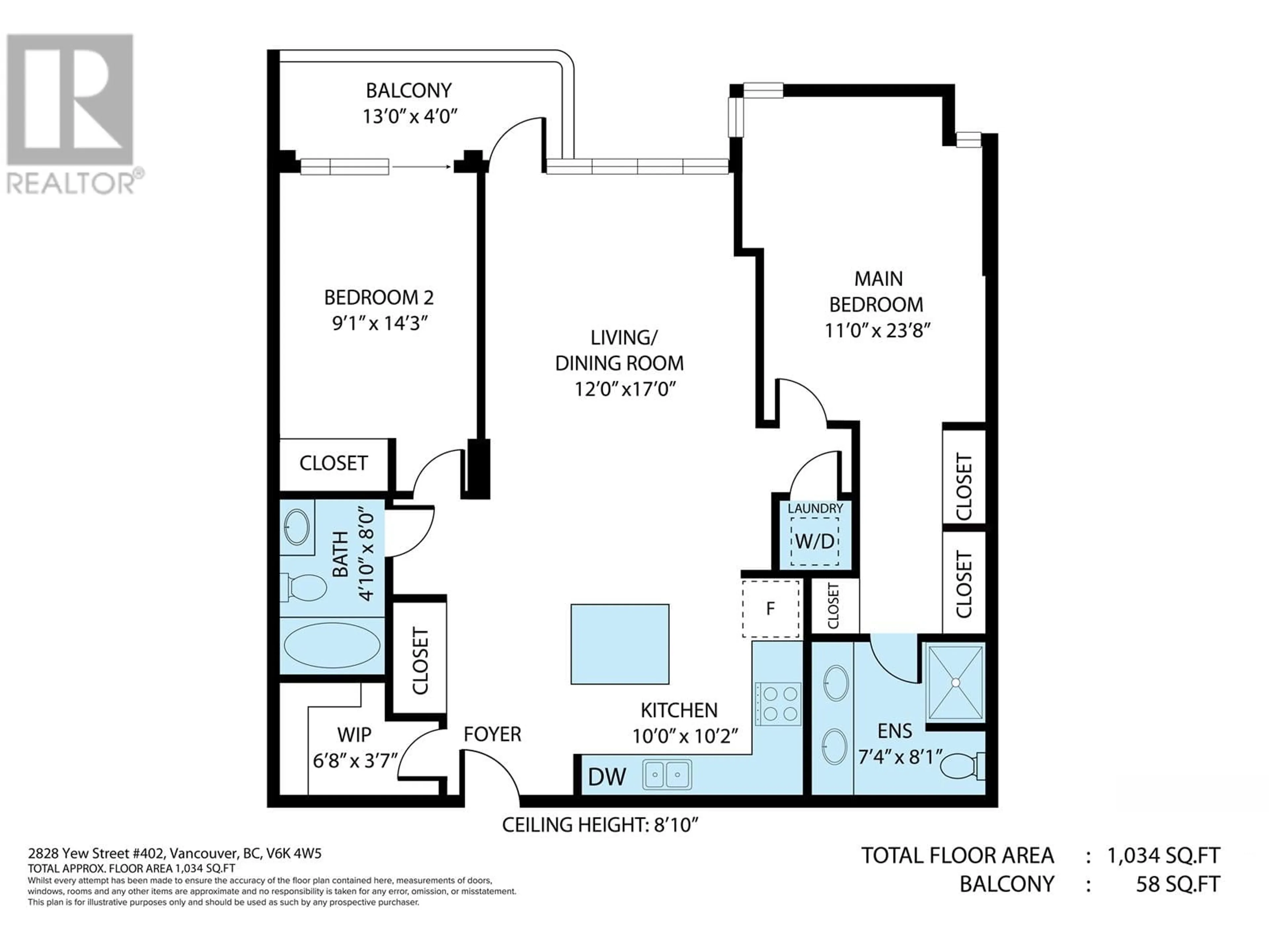 Floor plan for 402 - 2828 YEW STREET, Vancouver British Columbia V6K4W5