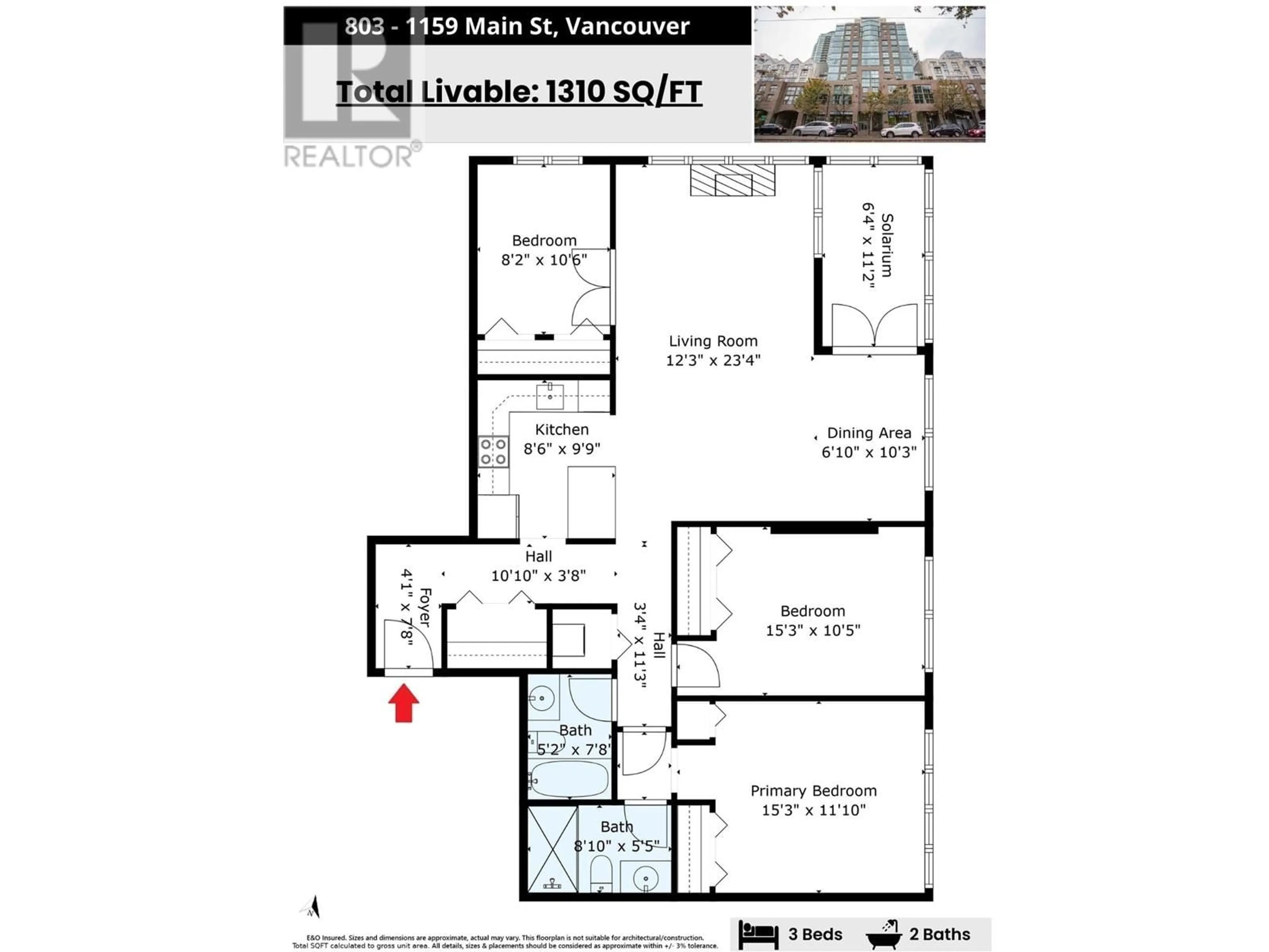 Floor plan for 803 - 1159 MAIN STREET, Vancouver British Columbia V6A4B6