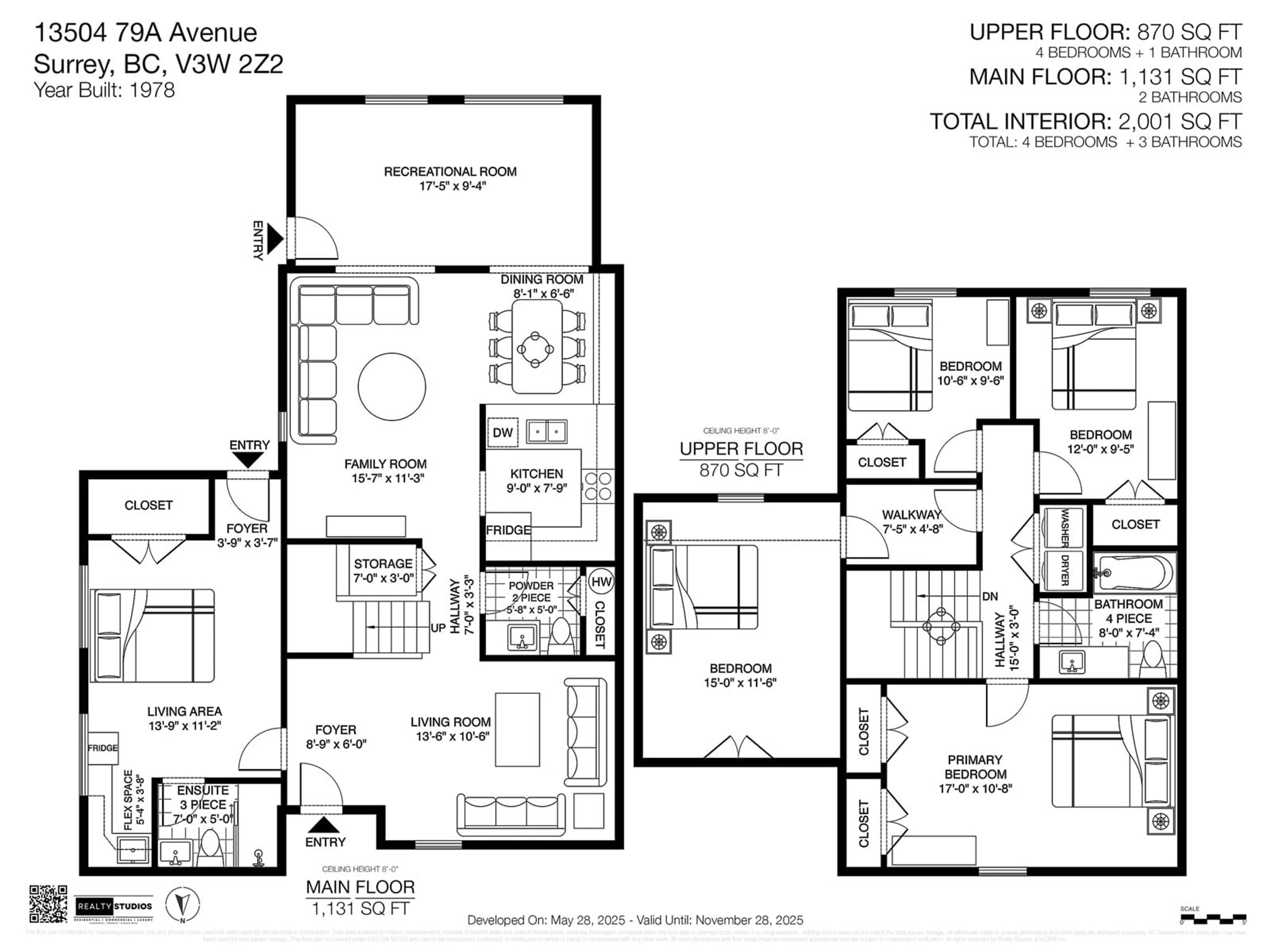 Floor plan for 13504 79A, Surrey British Columbia V3W2Z2