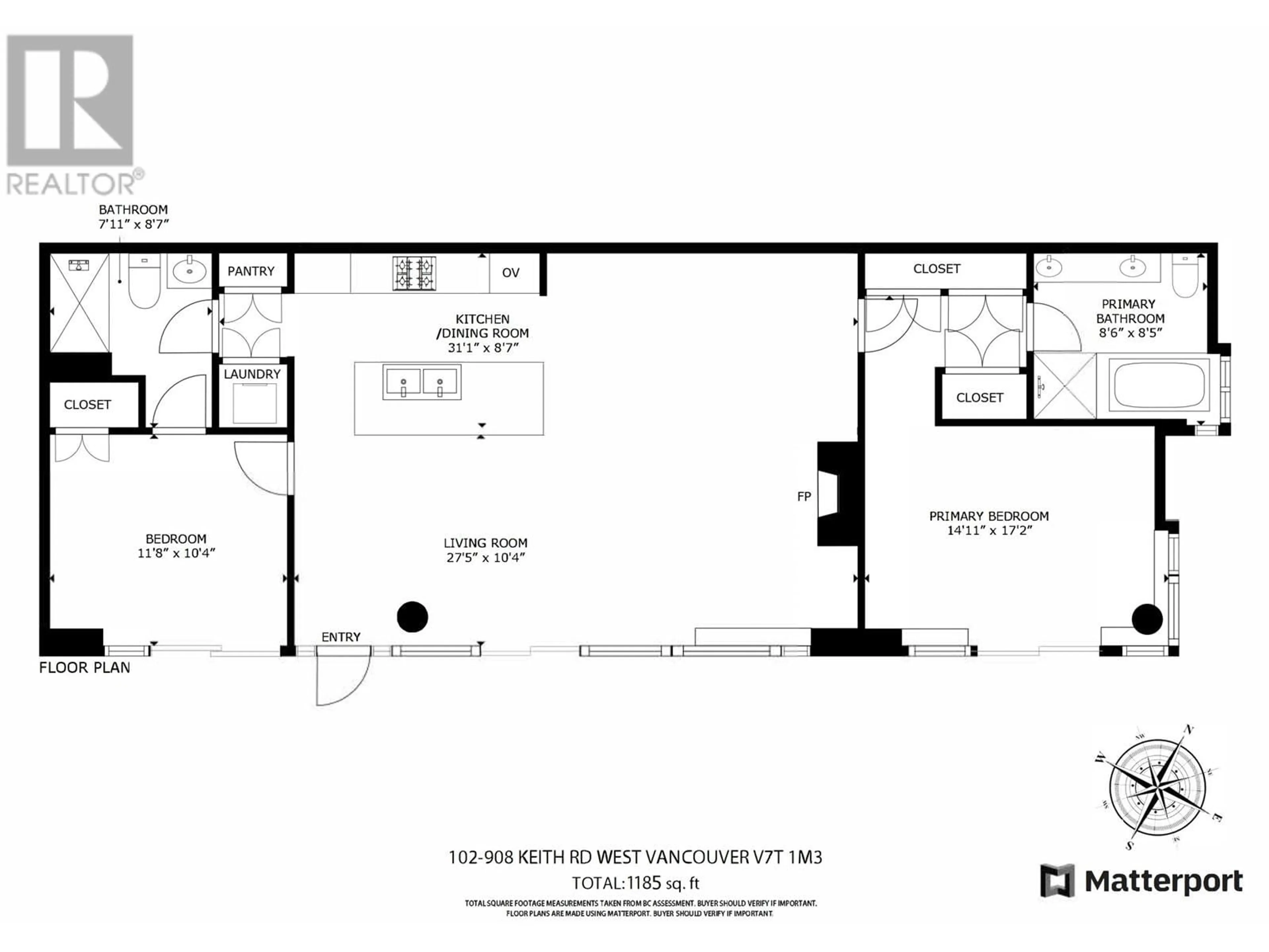 Floor plan for 102 - 908 KEITH ROAD, West Vancouver British Columbia V7T1M3