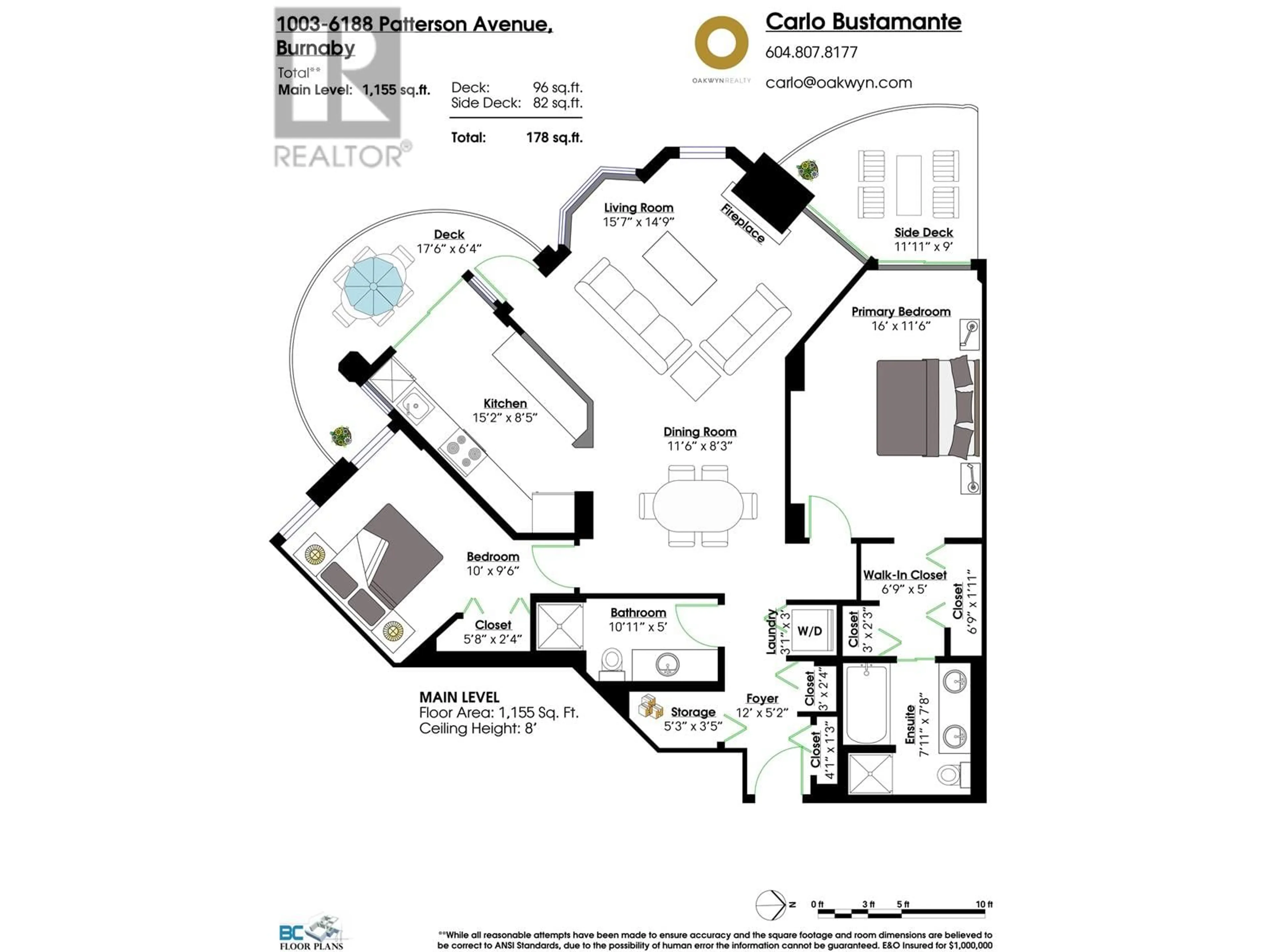 Floor plan for 1003 - 6188 PATTERSON AVENUE, Burnaby British Columbia V5H2N1