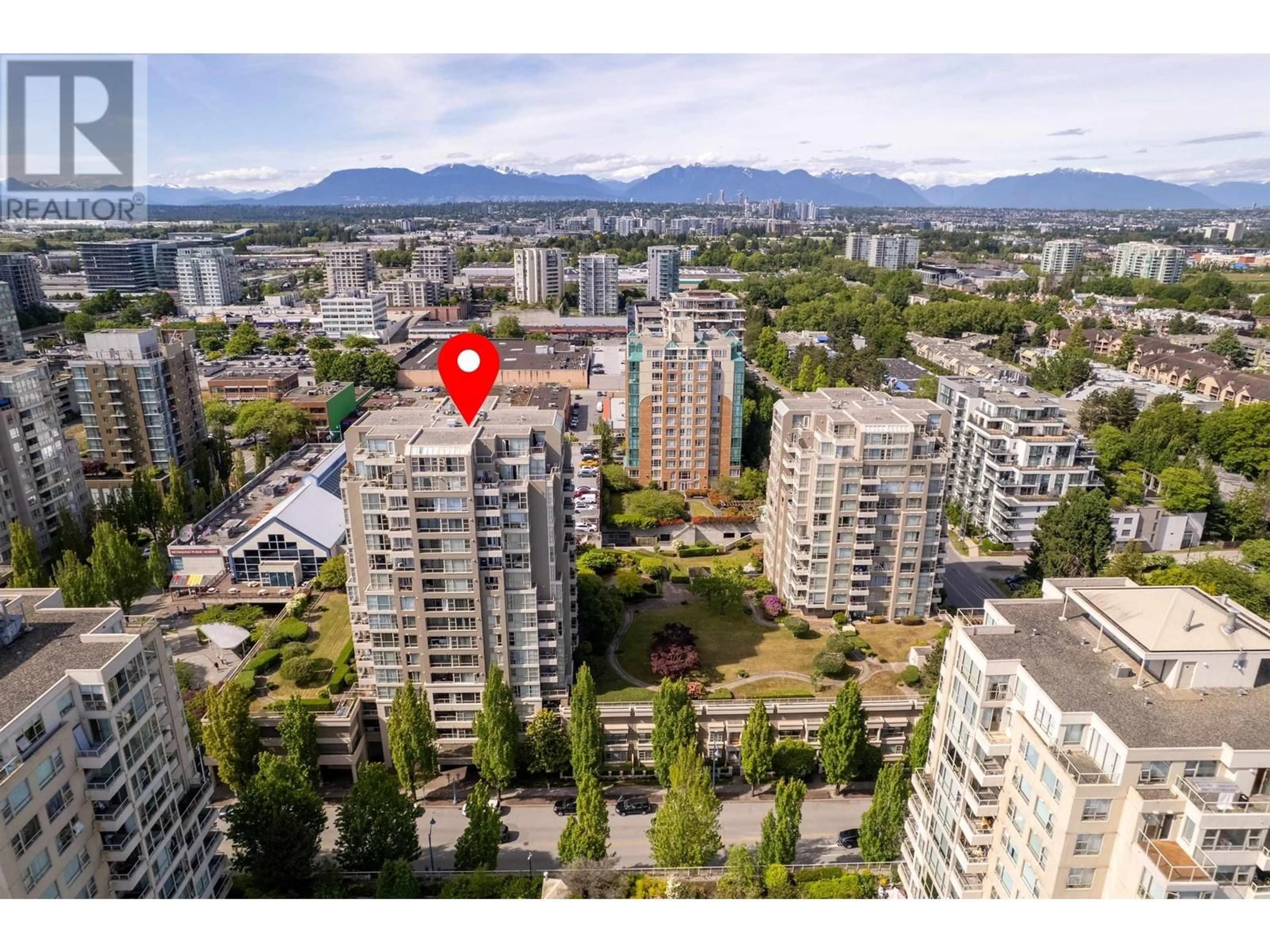A pic from outside/outdoor area/front of a property/back of a property/a pic from drone, city buildings view from balcony for 405 - 8297 SABA ROAD, Richmond British Columbia V6Y4B5