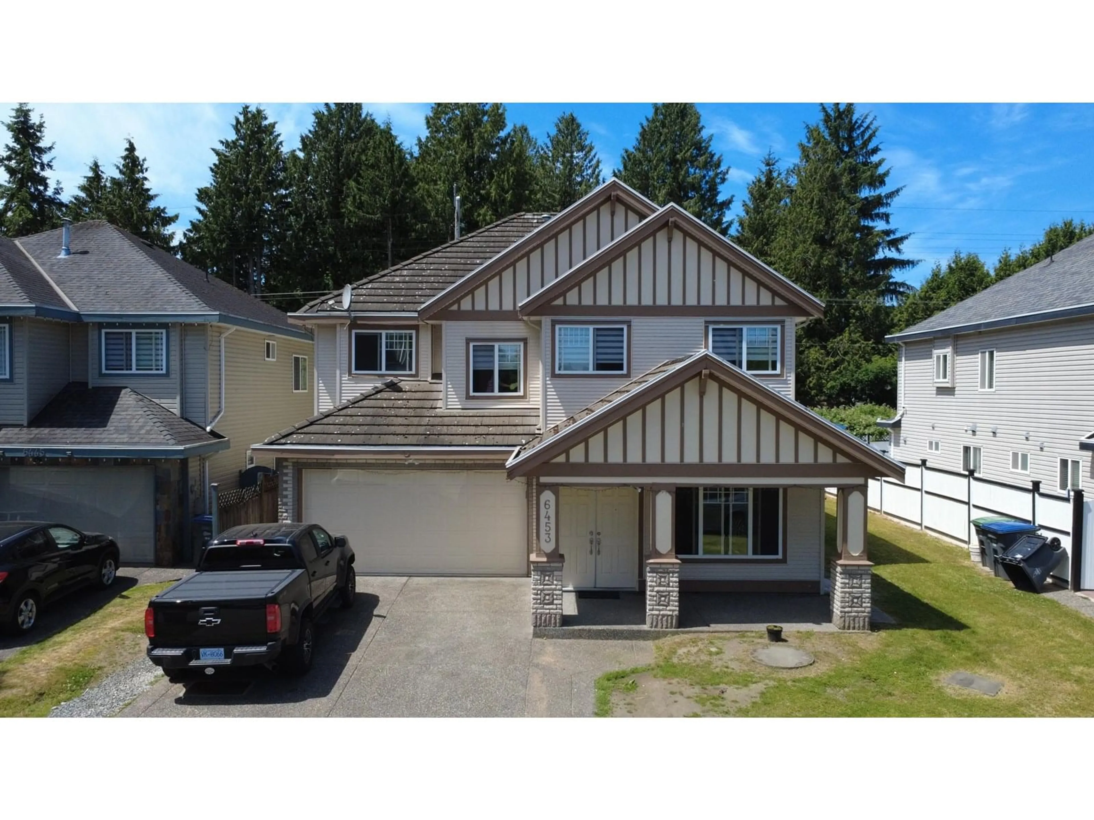 A pic from outside/outdoor area/front of a property/back of a property/a pic from drone, street for 6453 141A, Surrey British Columbia V3W1R5