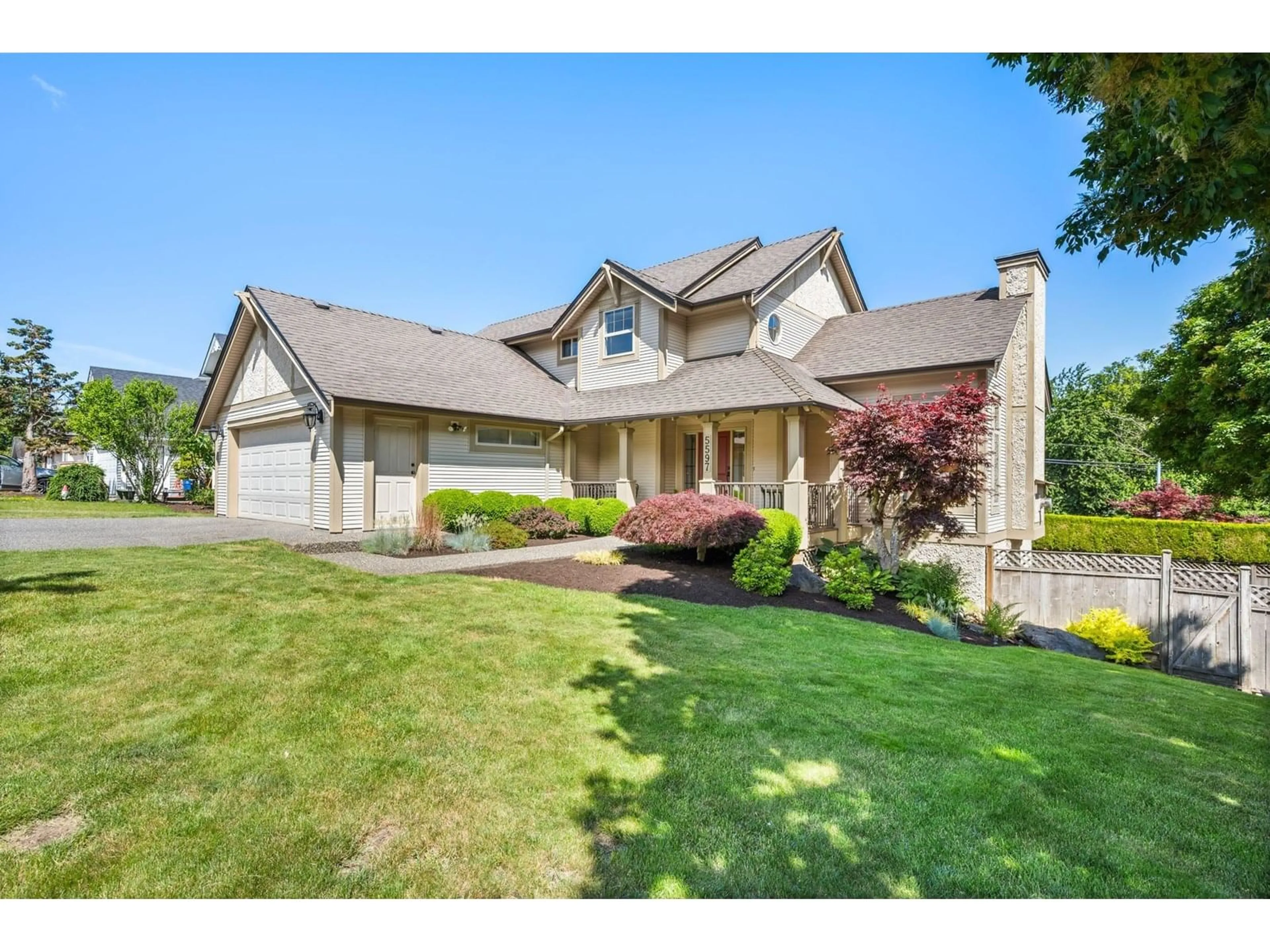 Home with vinyl exterior material, street for 5597 ALPINE CRESCENT, Chilliwack British Columbia V2R5N2