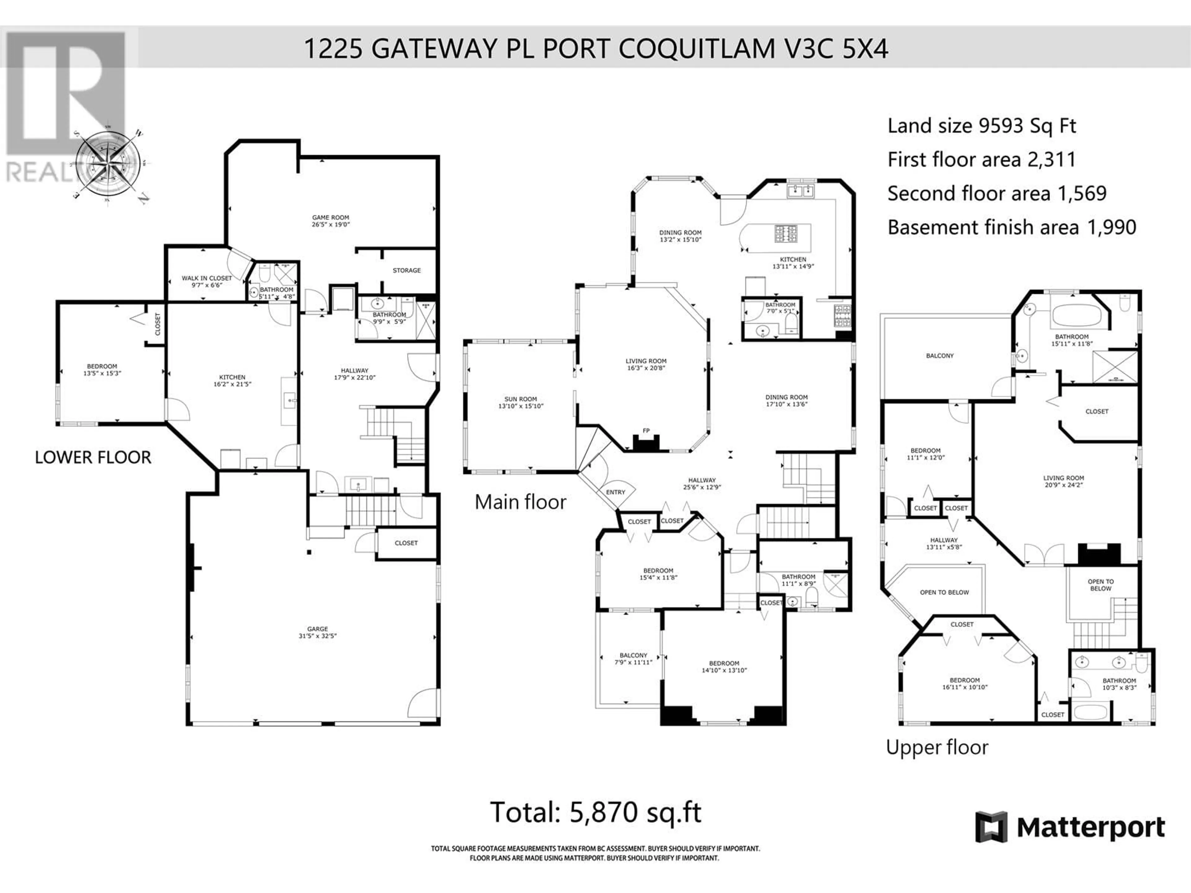 Floor plan for 1225 GATEWAY PLACE, Port Coquitlam British Columbia V3C5X4