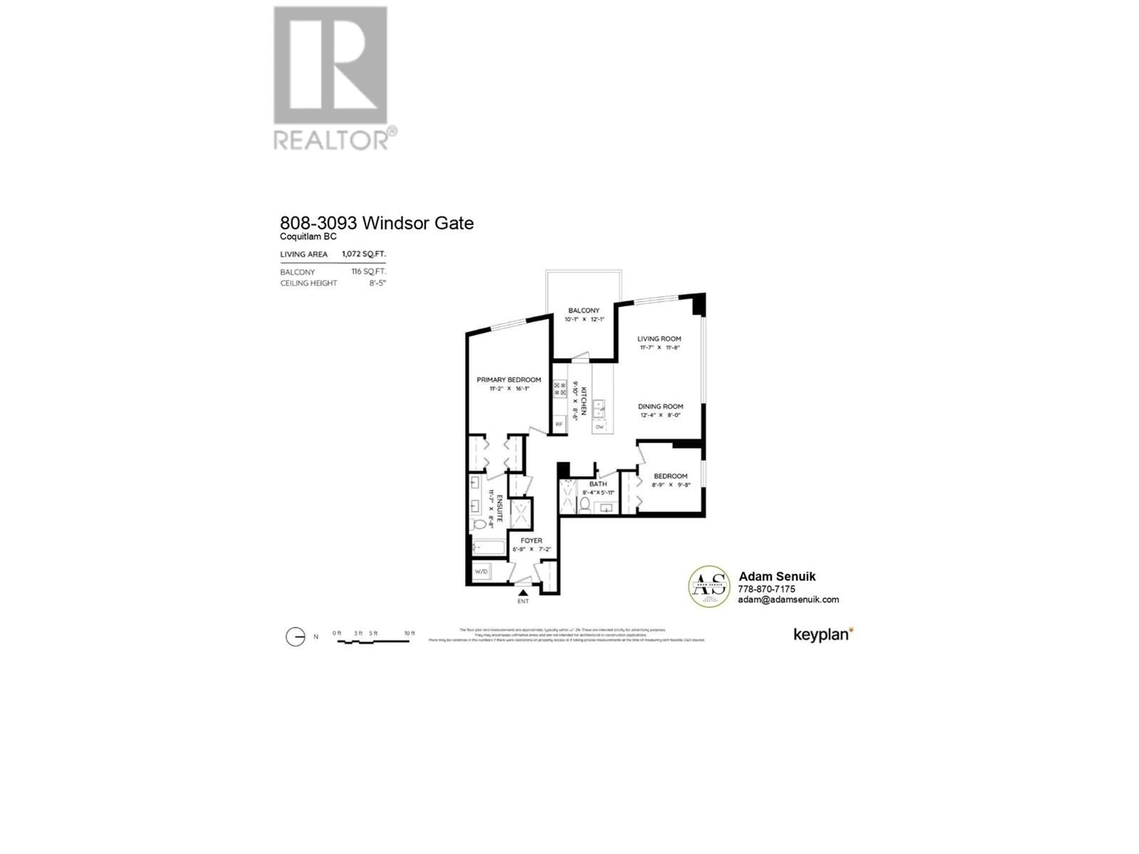 Floor plan for 808 - 3093 WINDSOR GATE, Coquitlam British Columbia V3B0N2