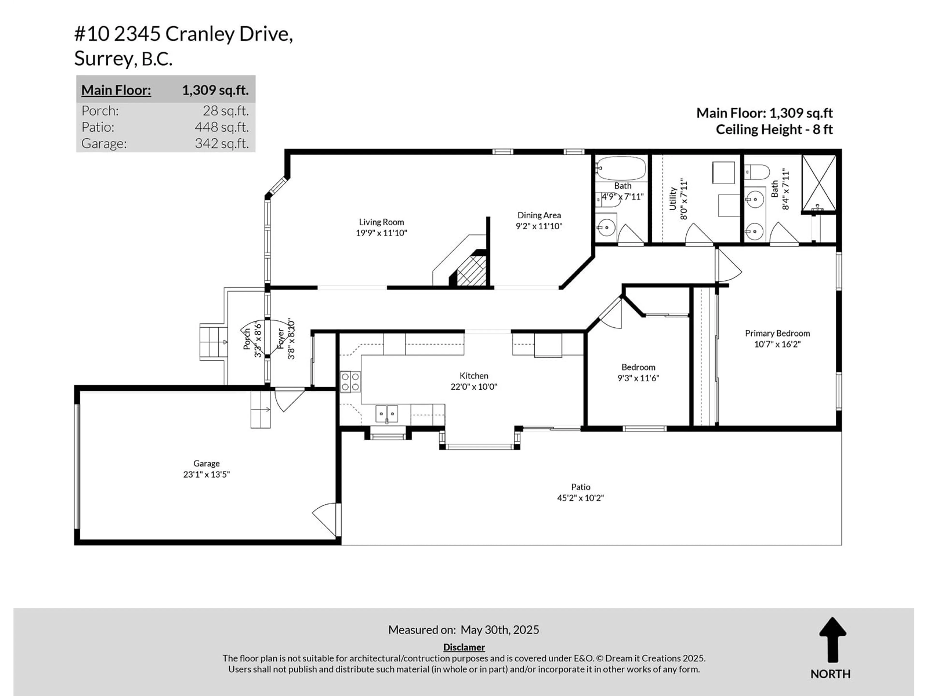Floor plan for 10 - 2345 CRANLEY, Surrey British Columbia V4A9G5