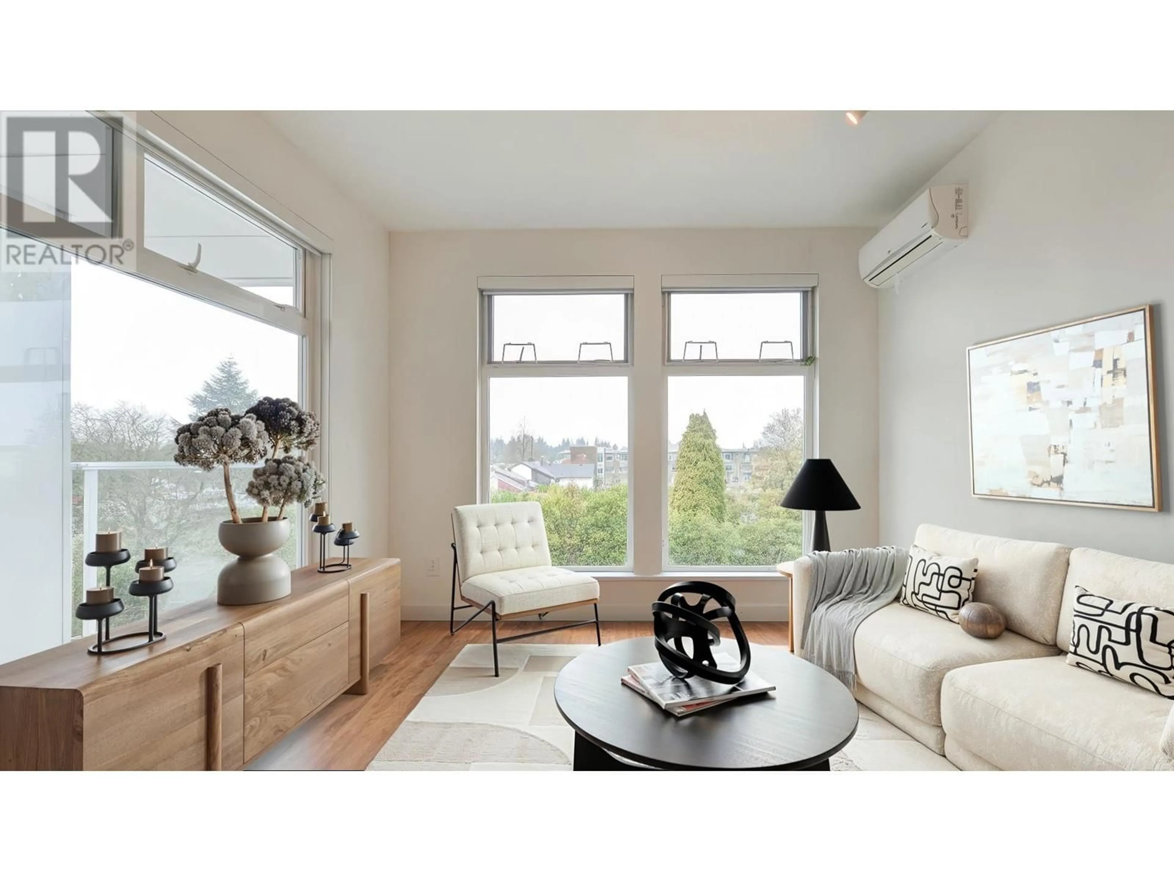 Living room with furniture, wood/laminate floor for 505 - 4867 CAMBIE STREET, Vancouver British Columbia V5Z0C5