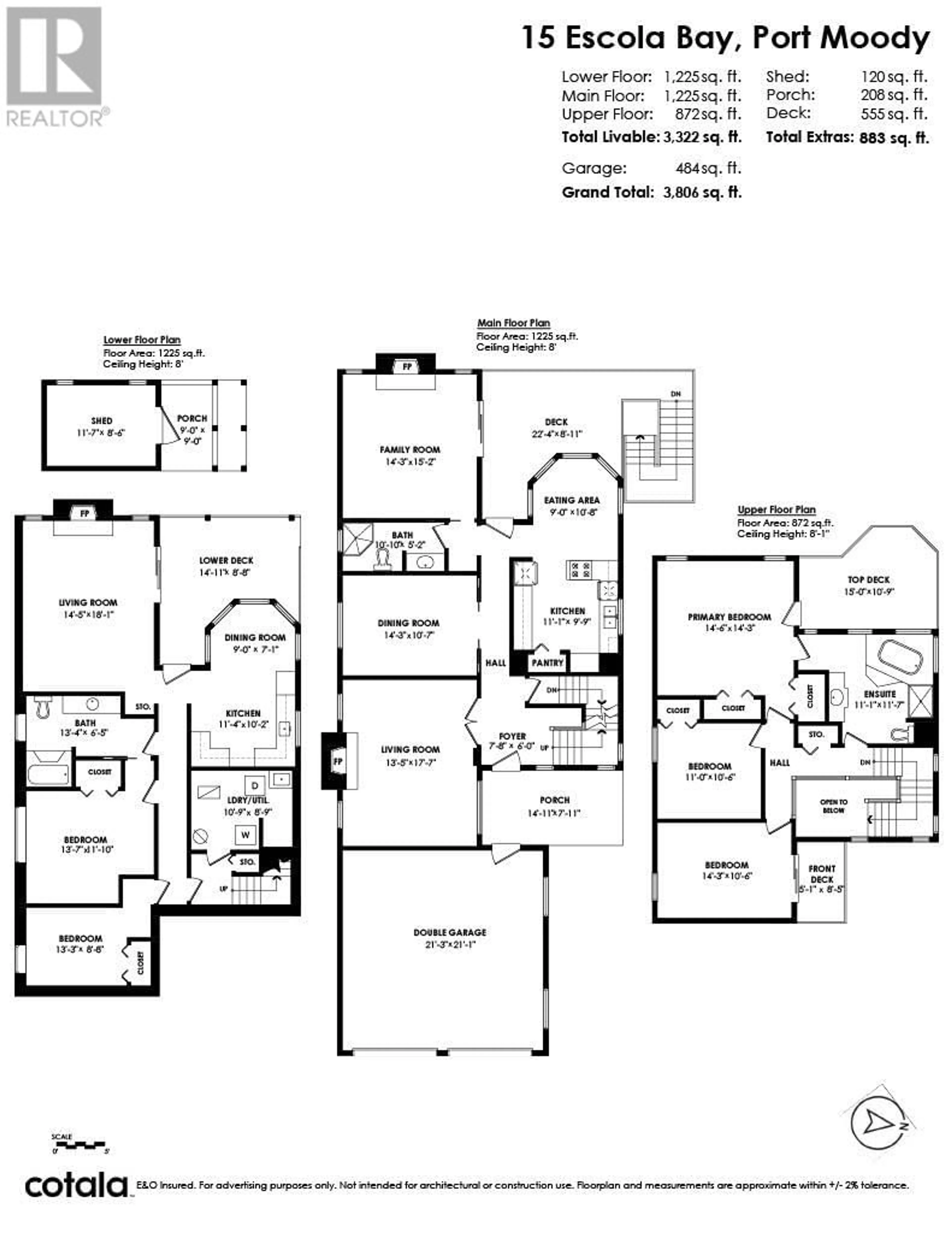 Floor plan for 15 ESCOLA BAY, Port Moody British Columbia V3H3Z1