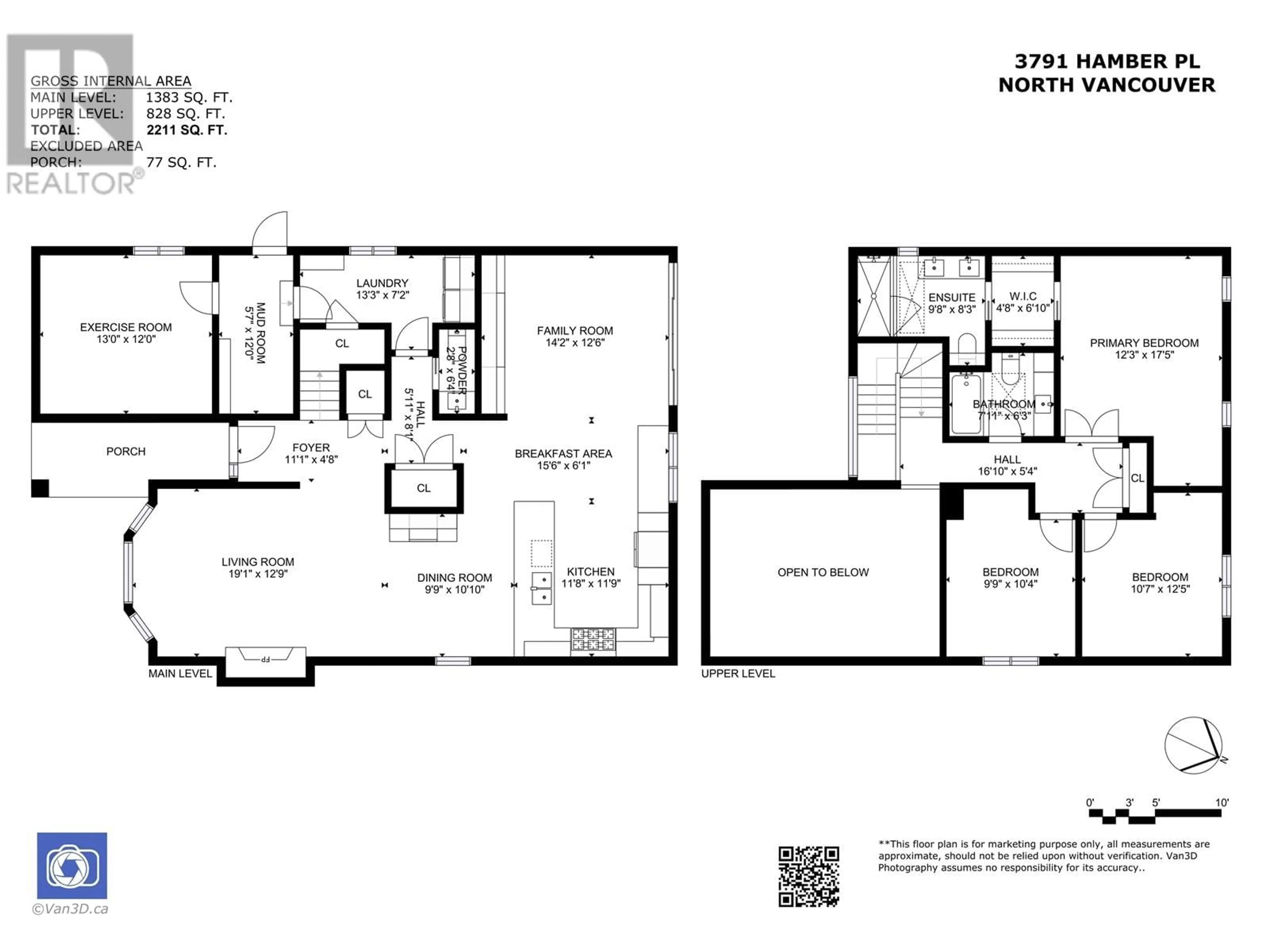 Floor plan for 3791 HAMBER PLACE, North Vancouver British Columbia V7G2K1