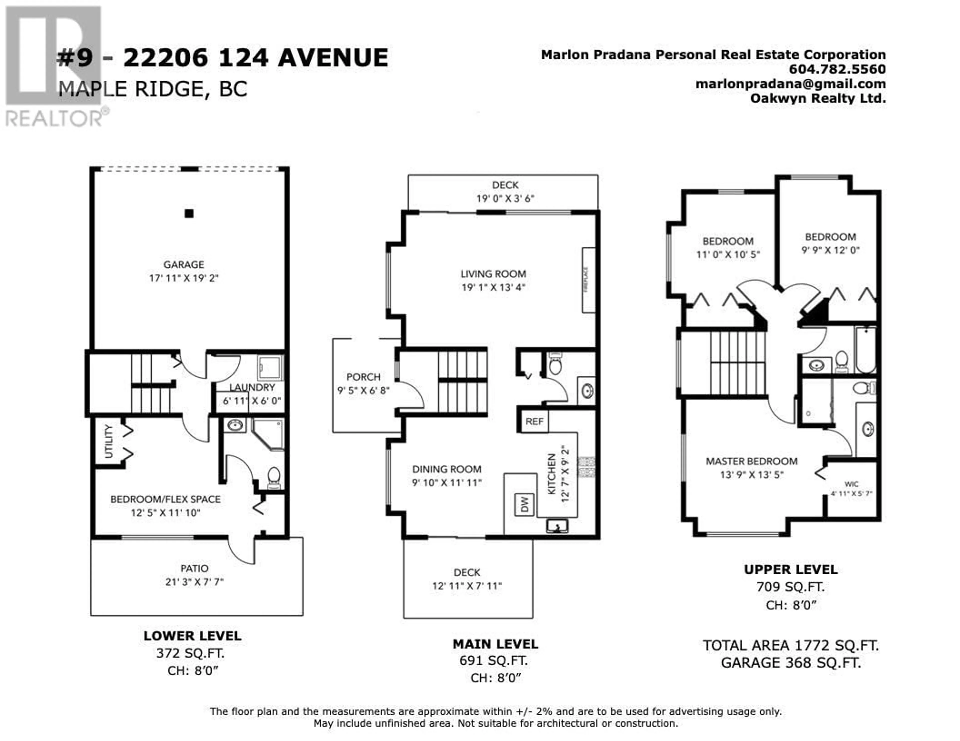Floor plan for 9 - 22206 124 AVENUE, Maple Ridge British Columbia V2X8X1