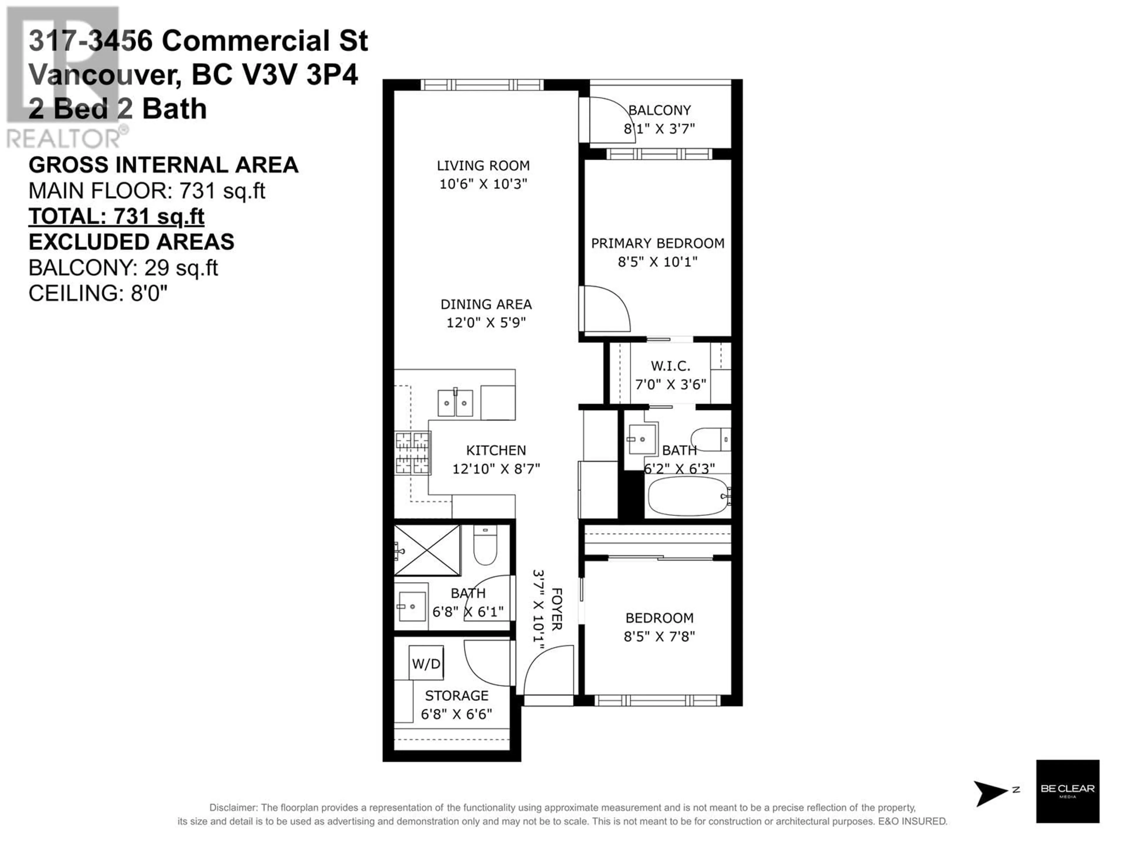 Floor plan for 317 - 3456 COMMERCIAL STREET, Vancouver British Columbia V5N4E9