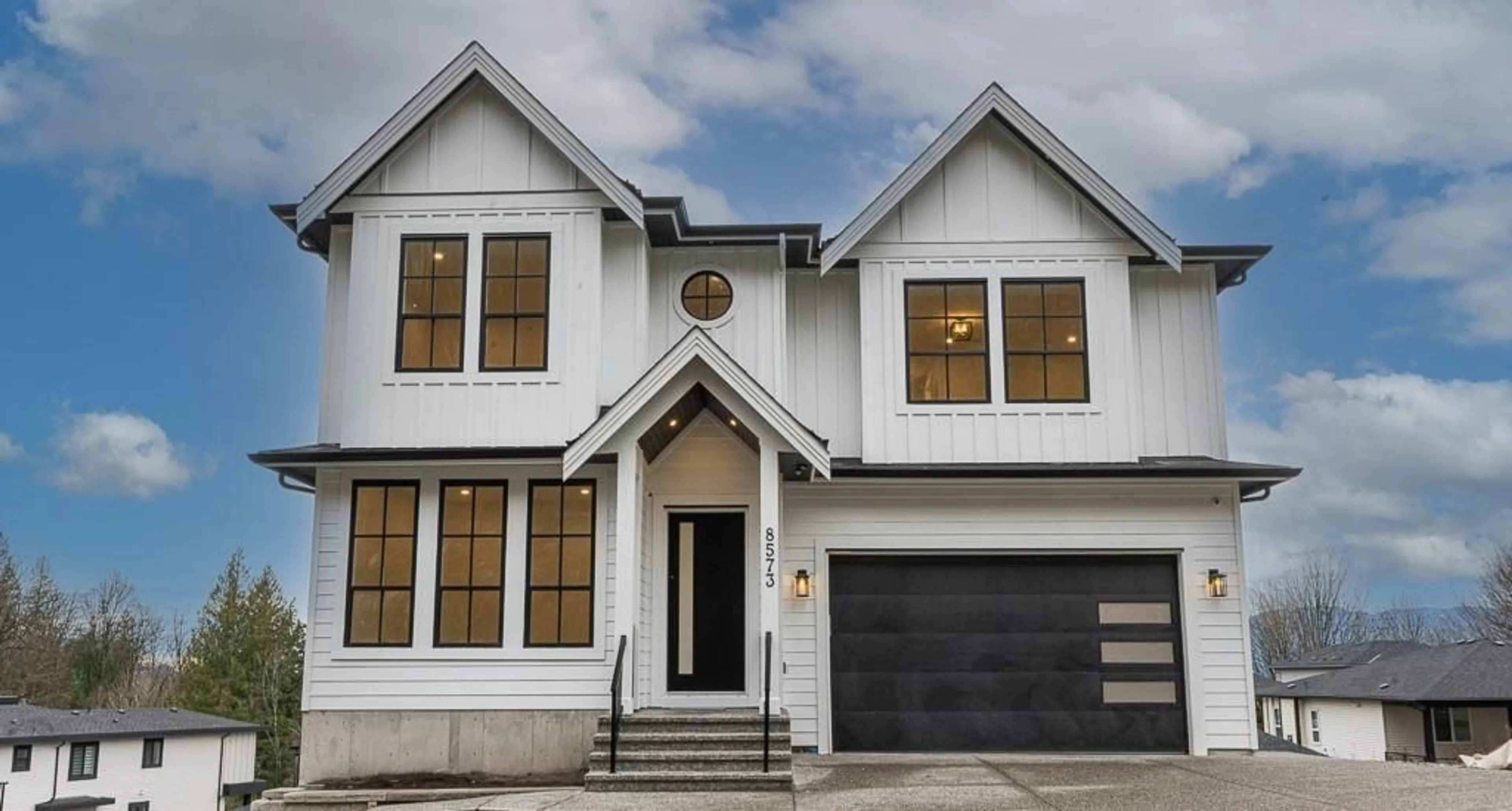Home with vinyl exterior material, street for 8573 FOREST GATE DRIVE, Chilliwack British Columbia V4Z0C7
