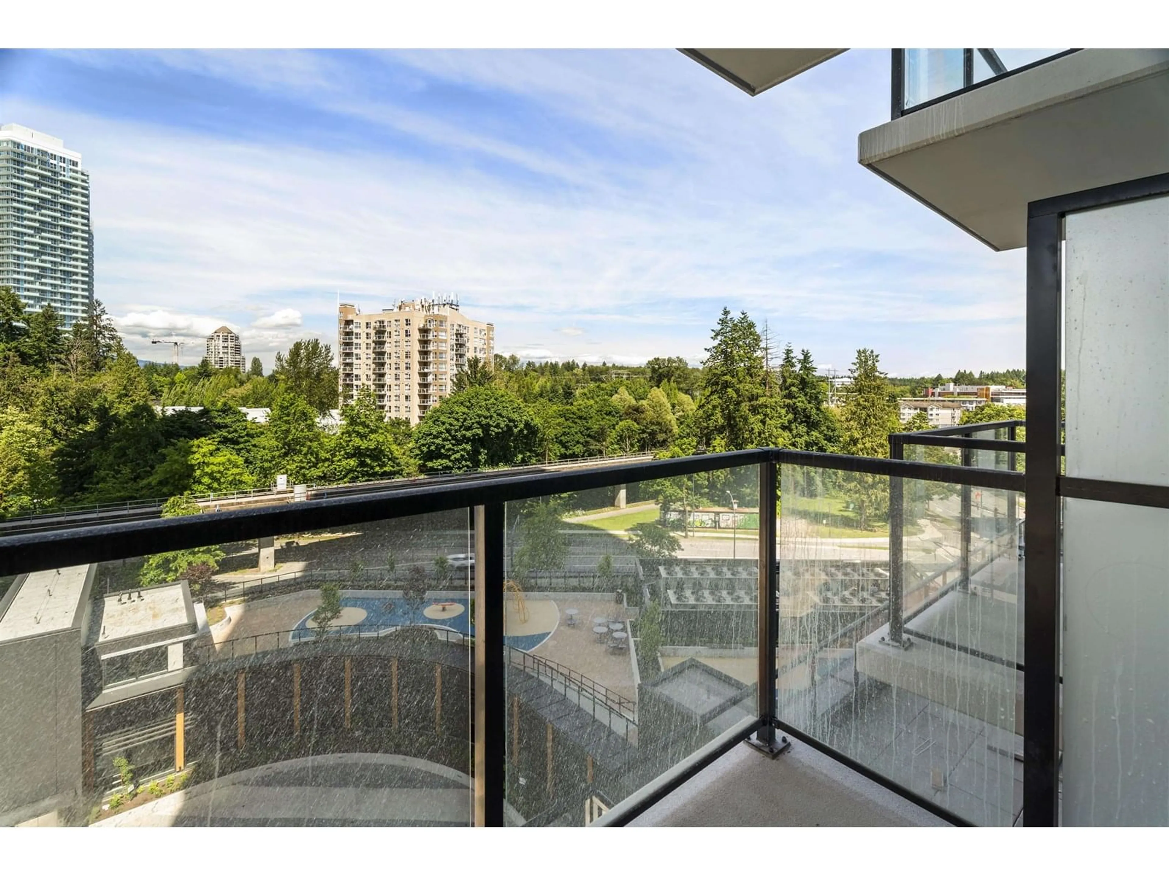 Balcony in the apartment, city buildings view from balcony for 505 - 13745 GEORGE JUNCTION, Surrey British Columbia V3T0V8