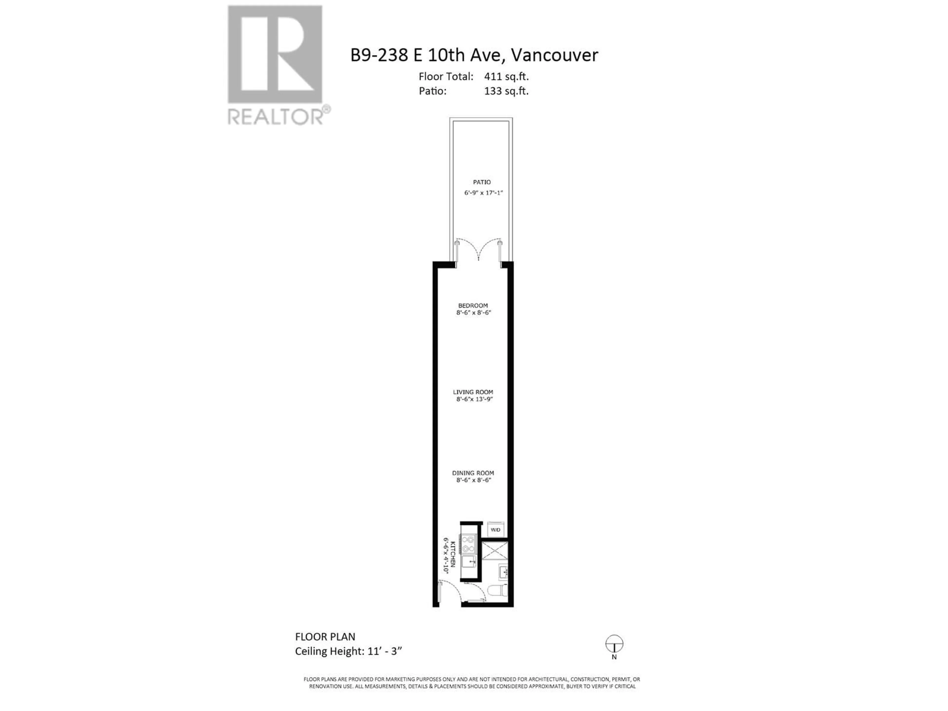 Floor plan for B9 - 238 10TH AVENUE, Vancouver British Columbia V5T1Z5