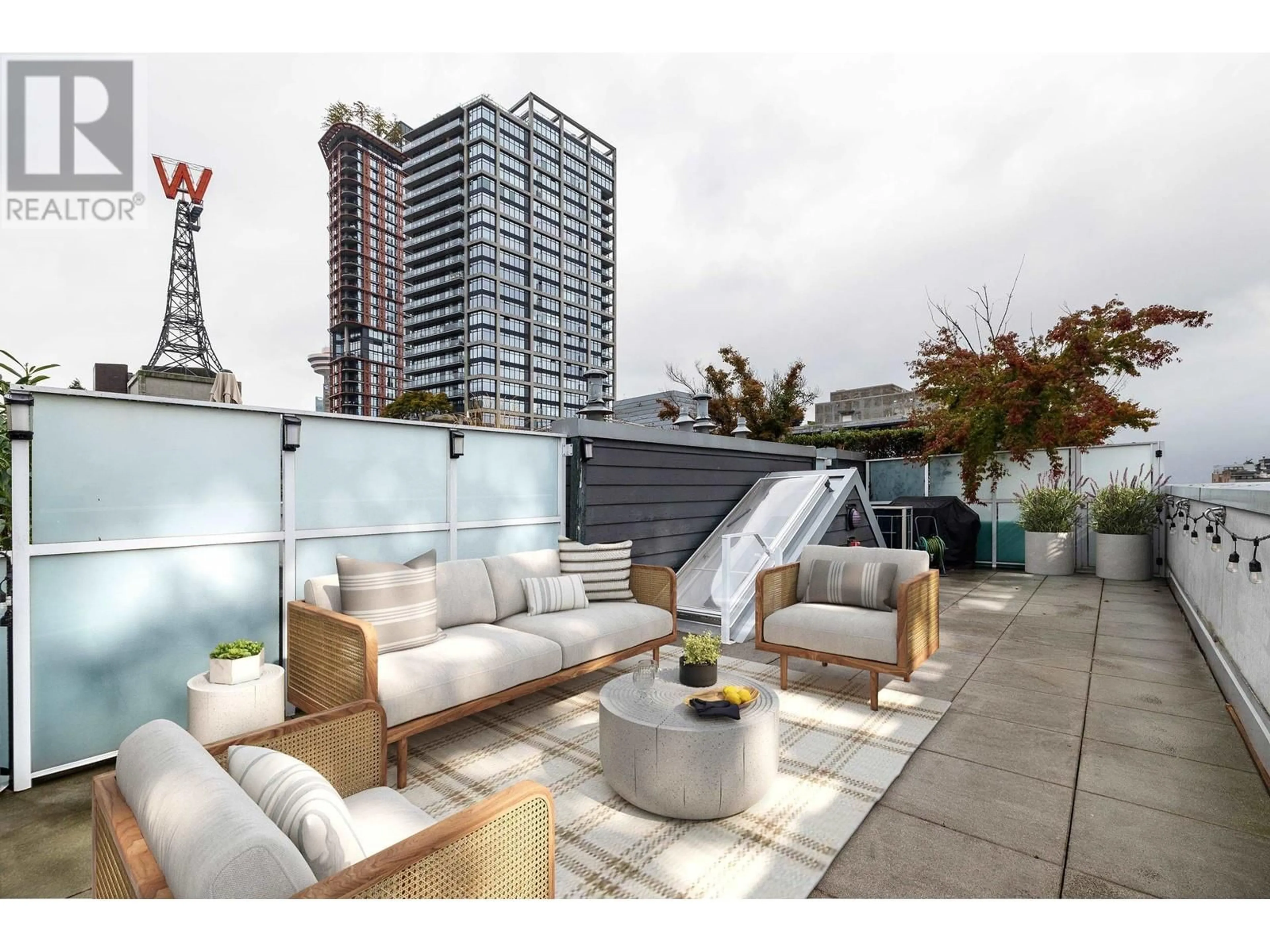 Patio, city buildings view from balcony for 609 - 53 HASTINGS STREET, Vancouver British Columbia V6B1G4
