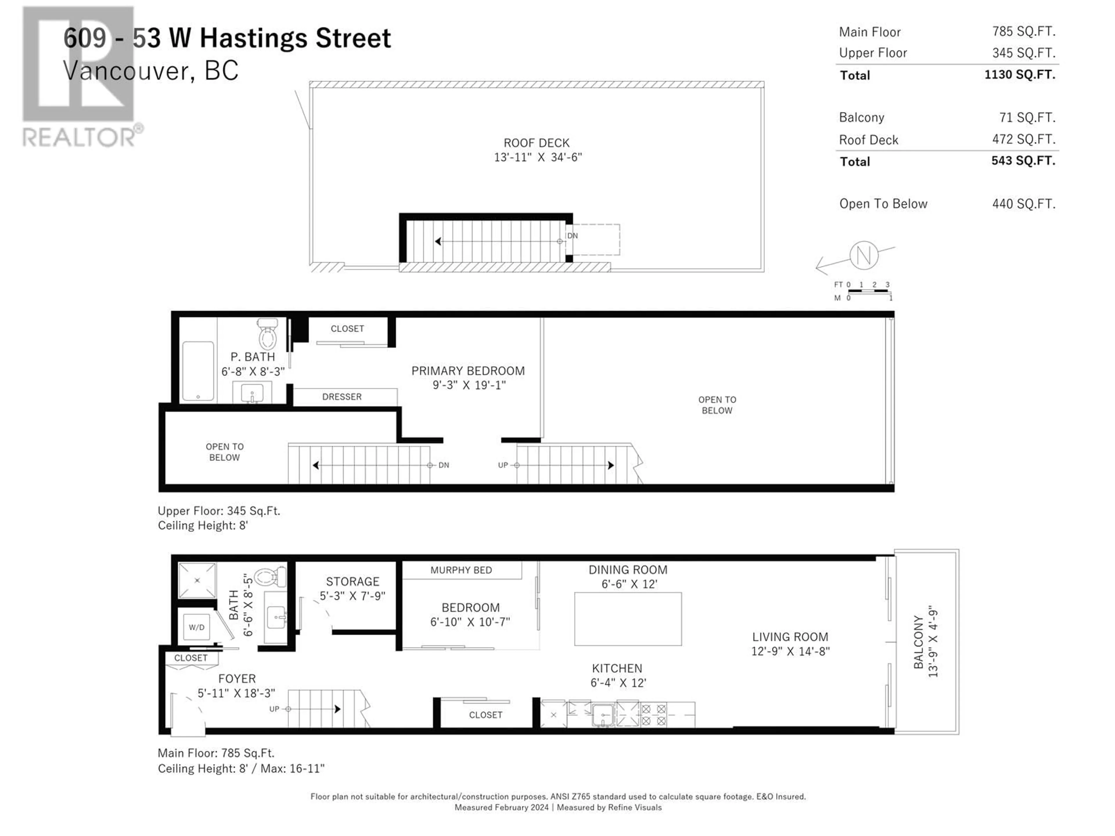 Floor plan for 609 - 53 HASTINGS STREET, Vancouver British Columbia V6B1G4