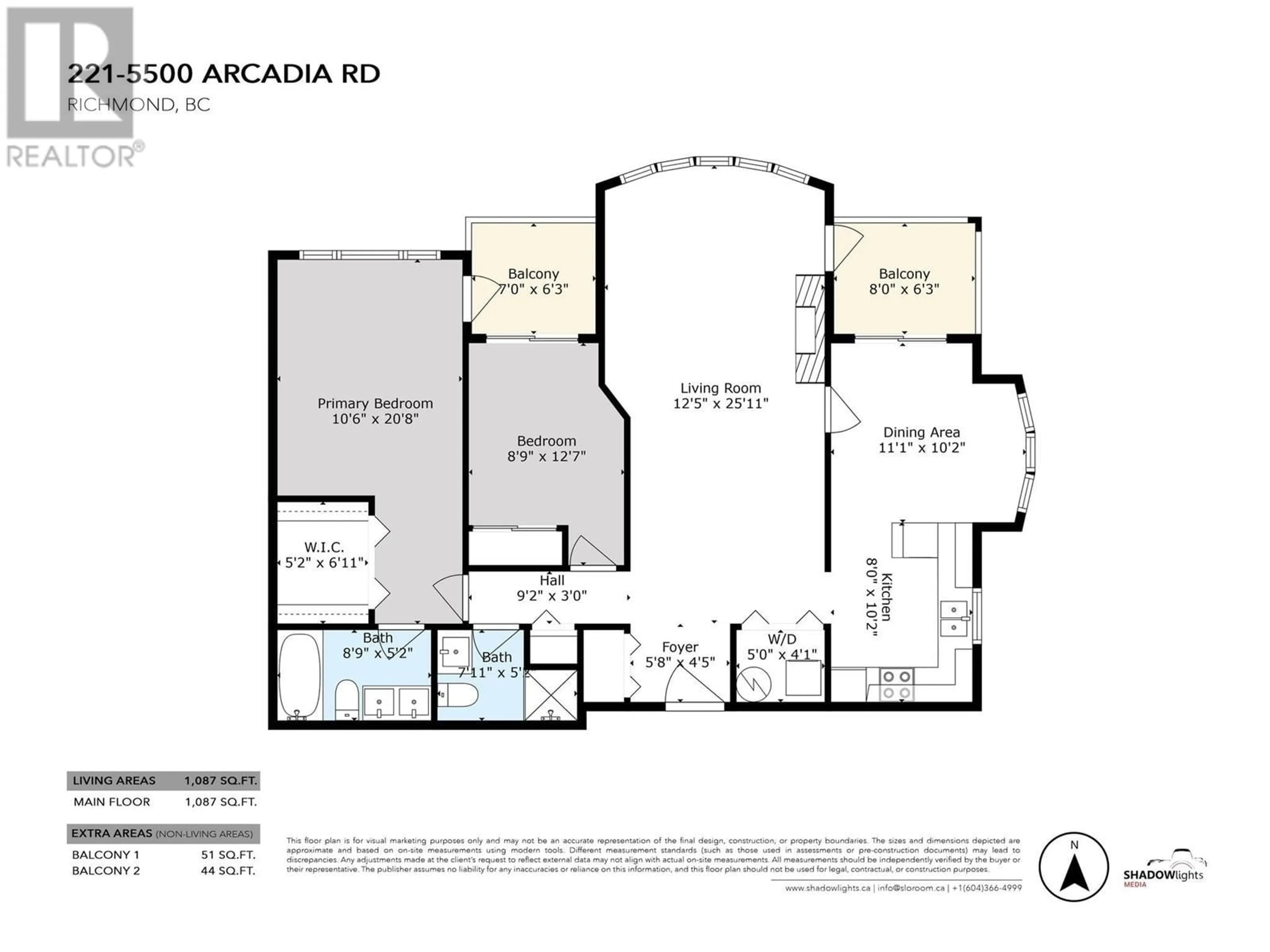Floor plan for 221 - 5500 ARCADIA ROAD, Richmond British Columbia V6X3P5