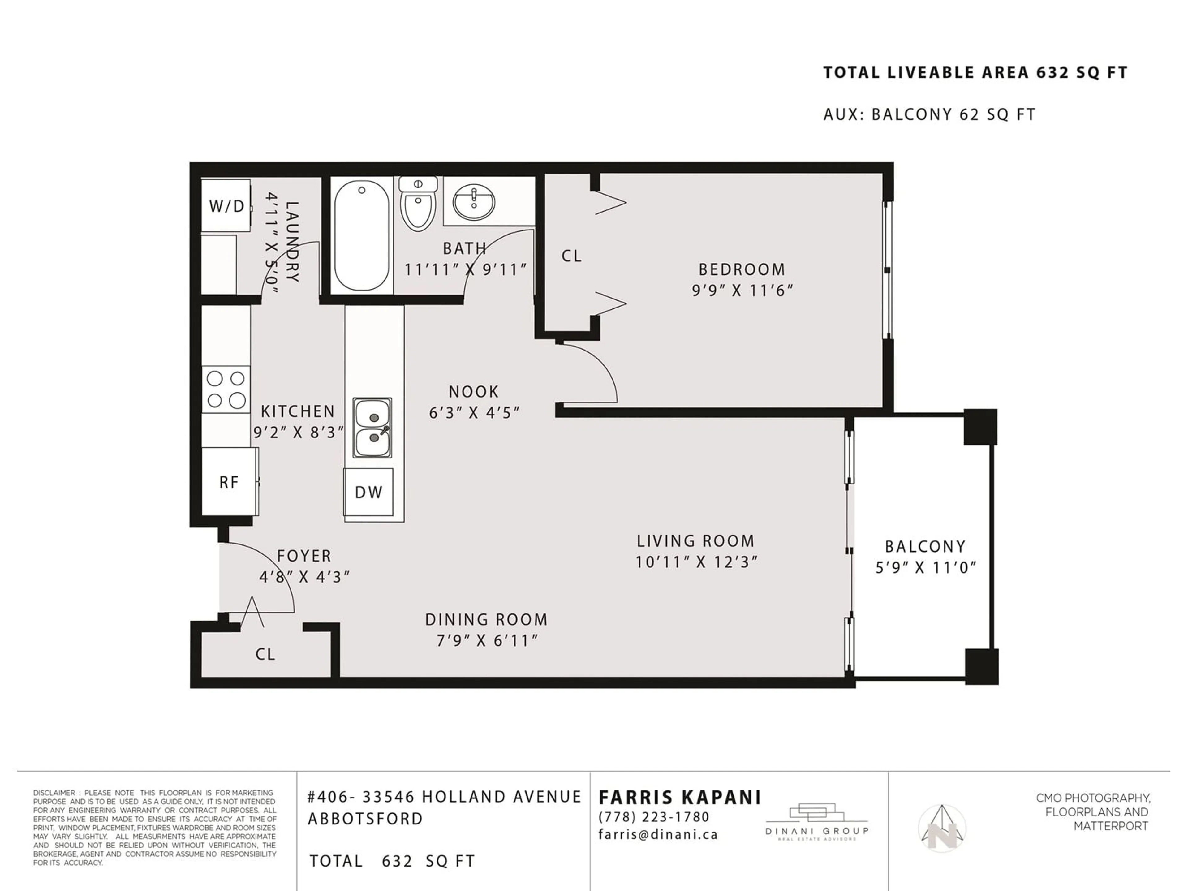 Floor plan for 406 - 33546 HOLLAND, Abbotsford British Columbia V2S0C1
