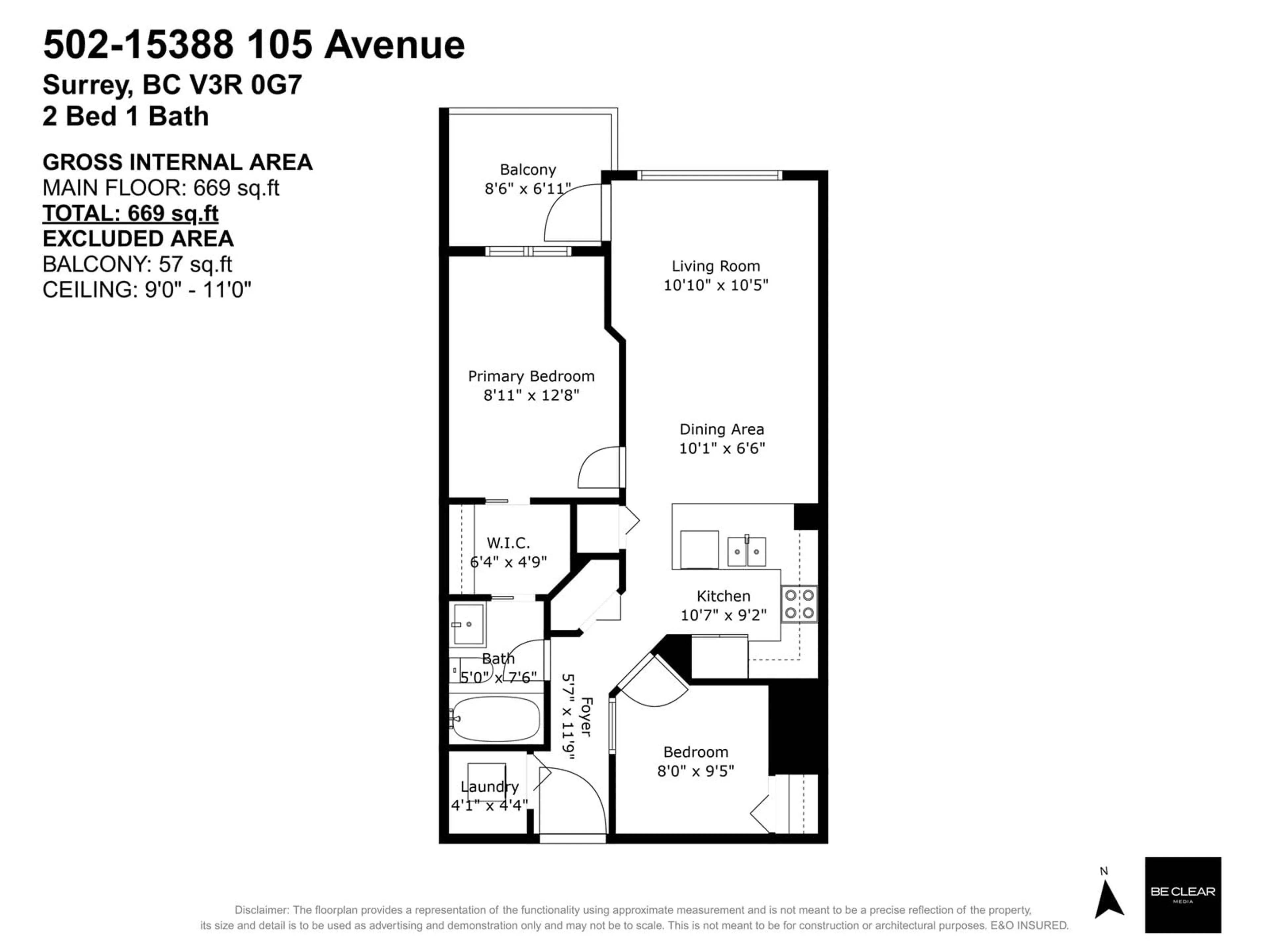 Floor plan for 502 - 15388 105, Surrey British Columbia V3R0C4