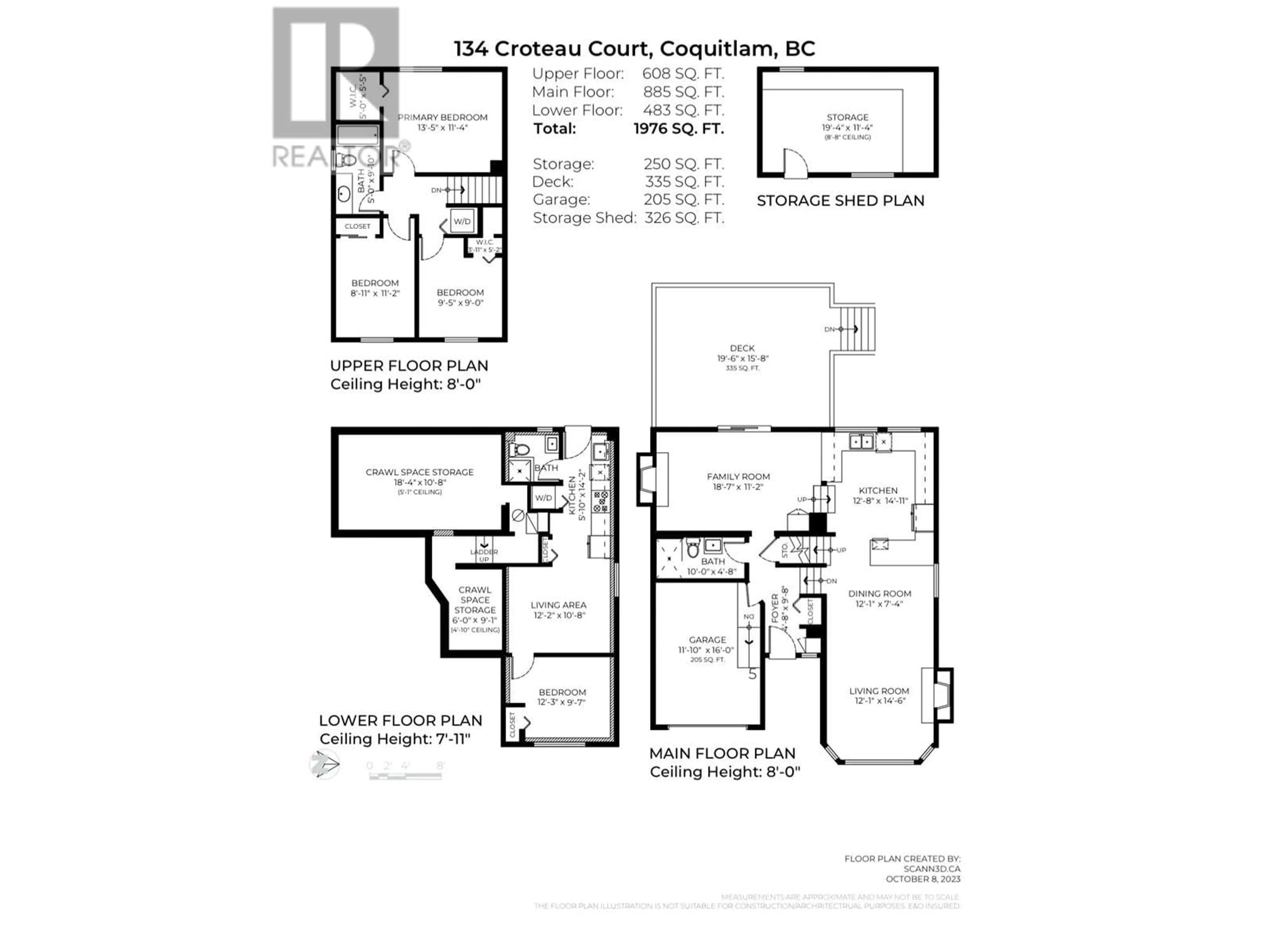 Floor plan for 134 CROTEAU COURT, Coquitlam British Columbia V3K6E2