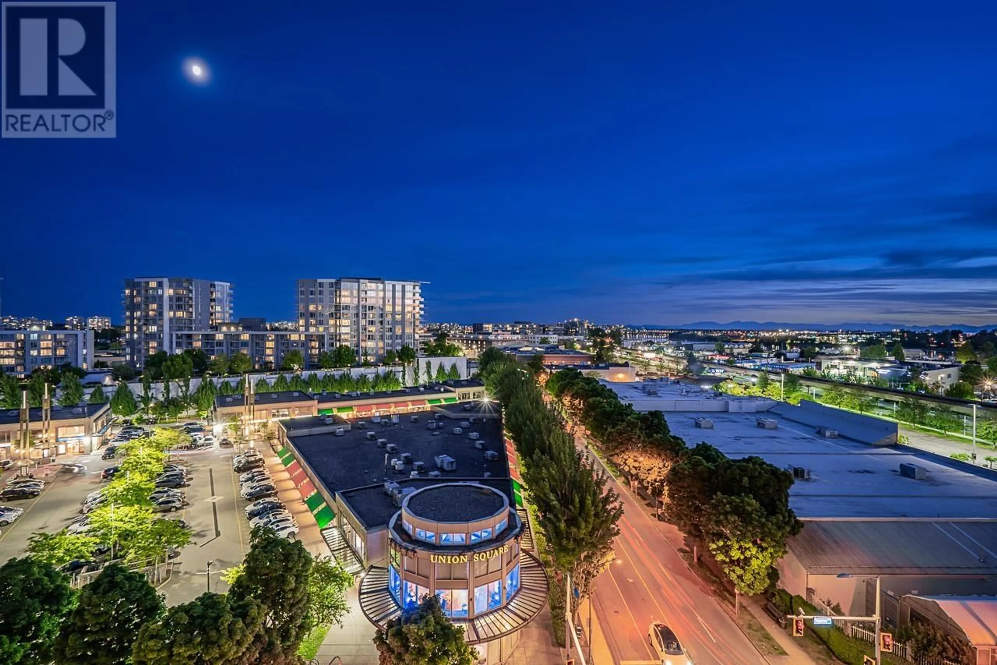 A pic from outside/outdoor area/front of a property/back of a property/a pic from drone, city buildings view from balcony for 908 - 8555 CAPSTAN WAY, Richmond British Columbia V6X0W1
