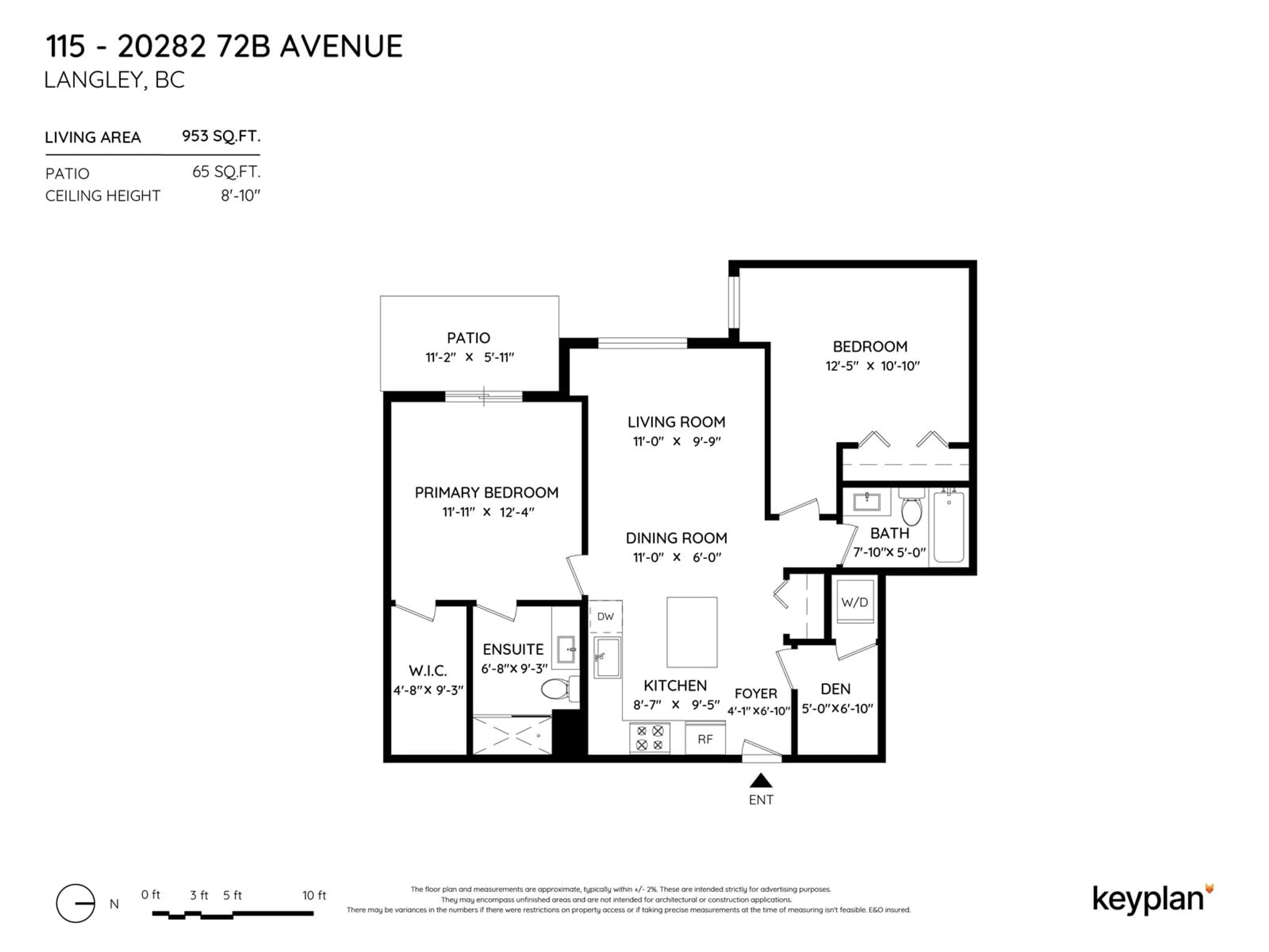 Floor plan for 115 - 20282 72B, Langley British Columbia V2Y1T9