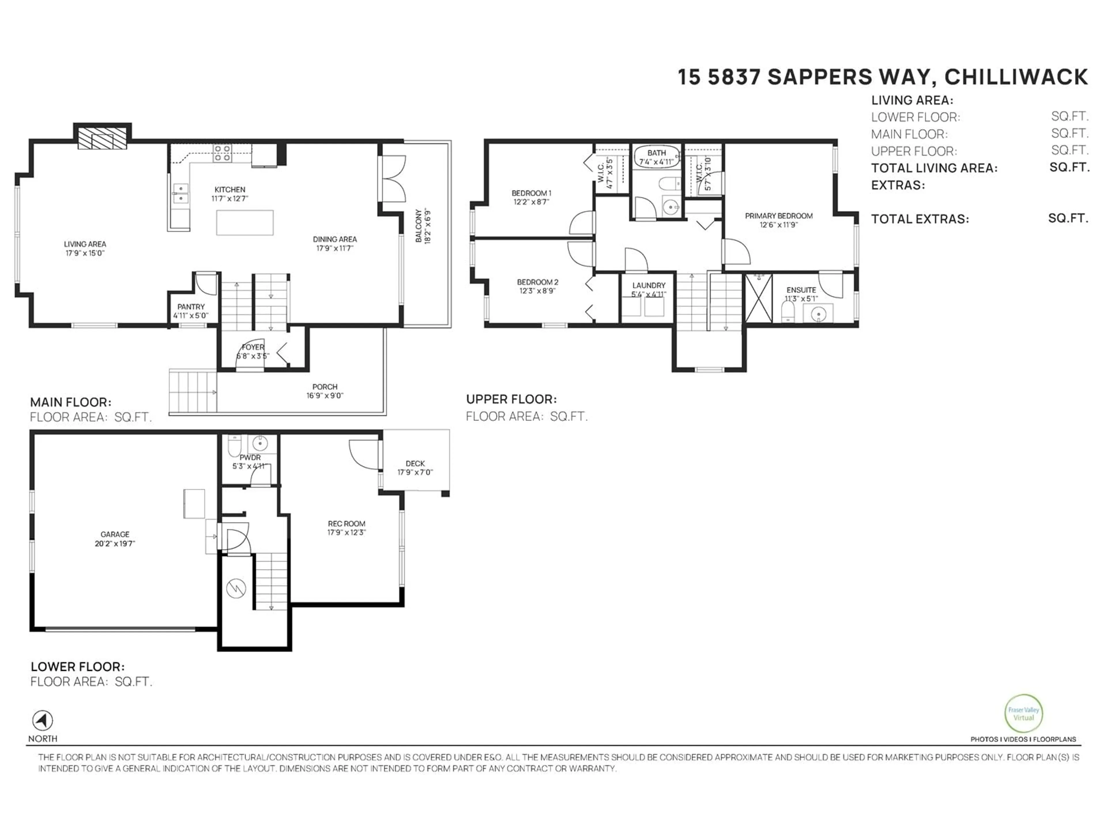 Floor plan for 15 - 5837 SAPPERS WAY, Chilliwack British Columbia V2R0G4