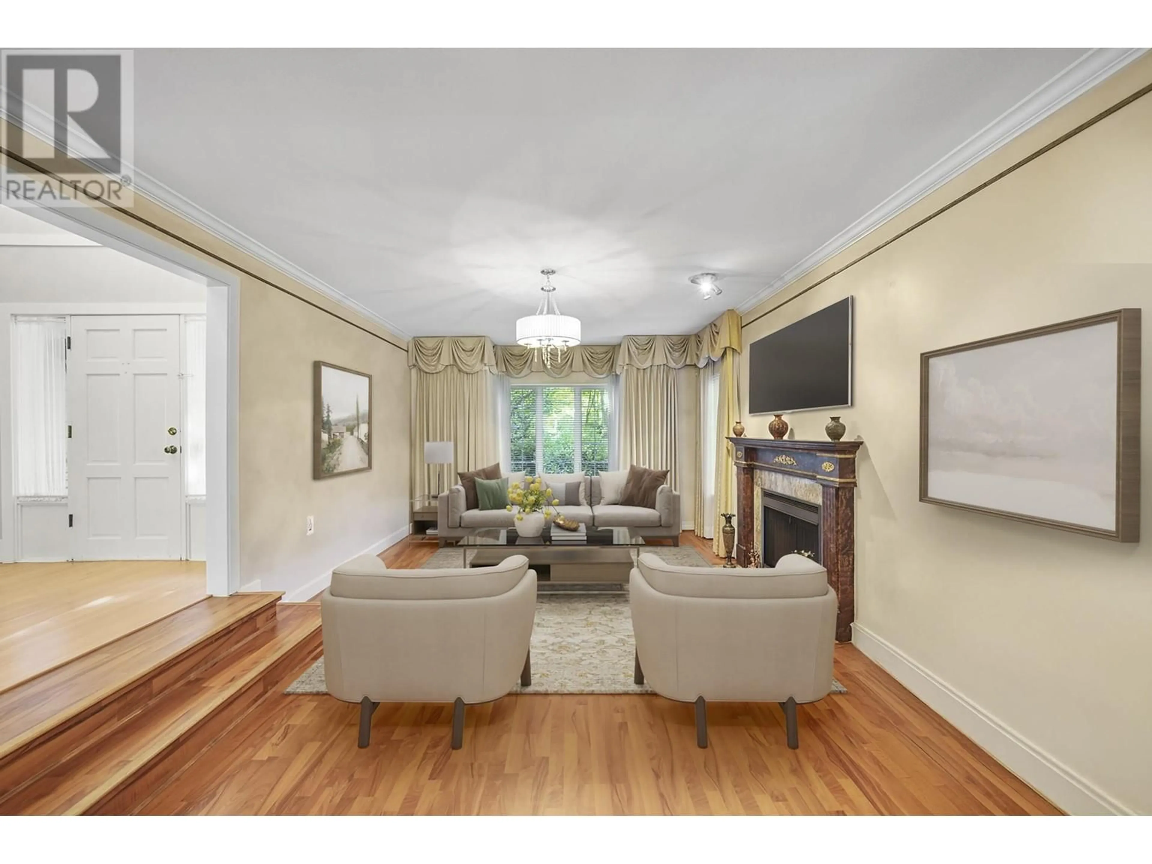 Living room with furniture, wood/laminate floor for 5885 NANCY GREENE WAY, North Vancouver British Columbia V7R4W6