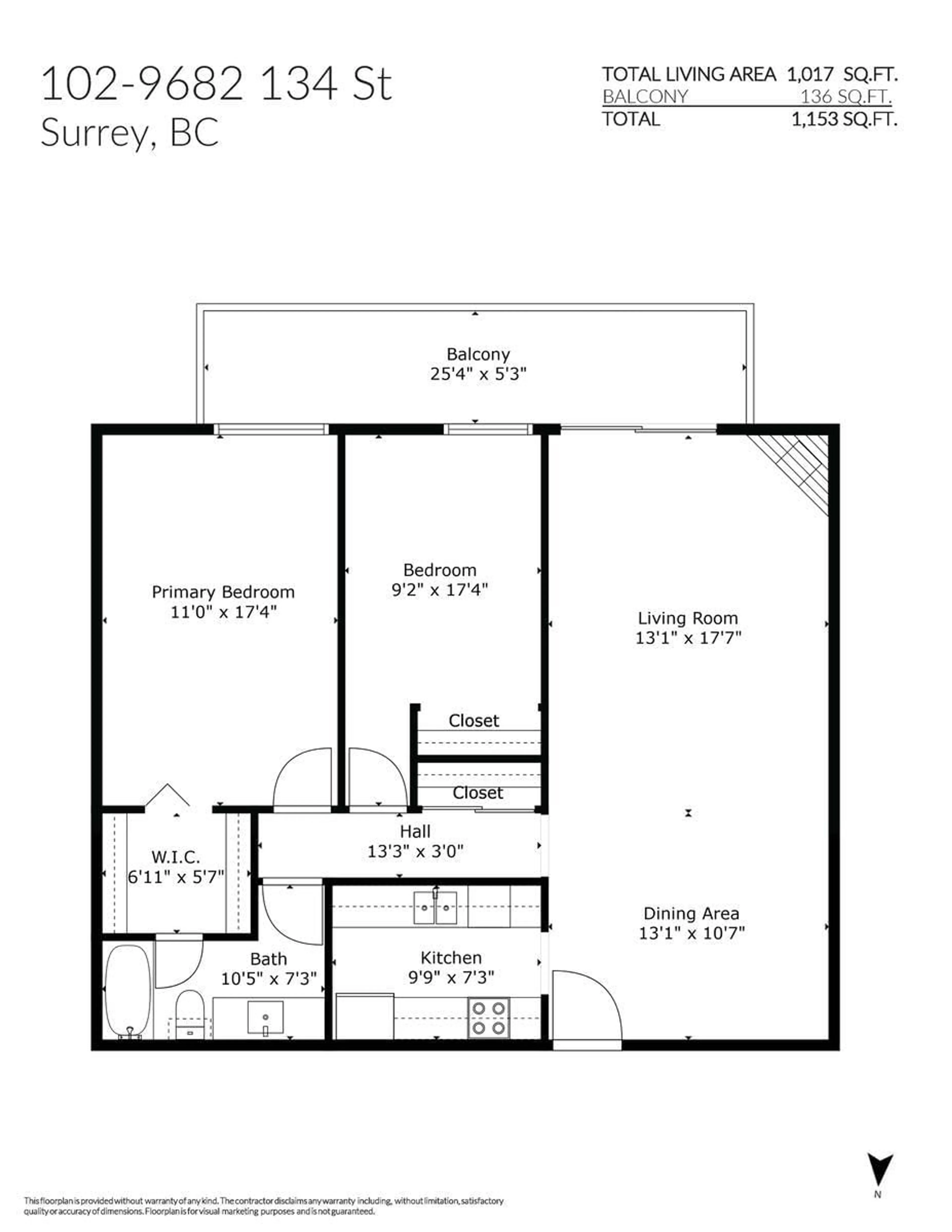 Floor plan for 102 - 9682 134, Surrey British Columbia V3T5L6
