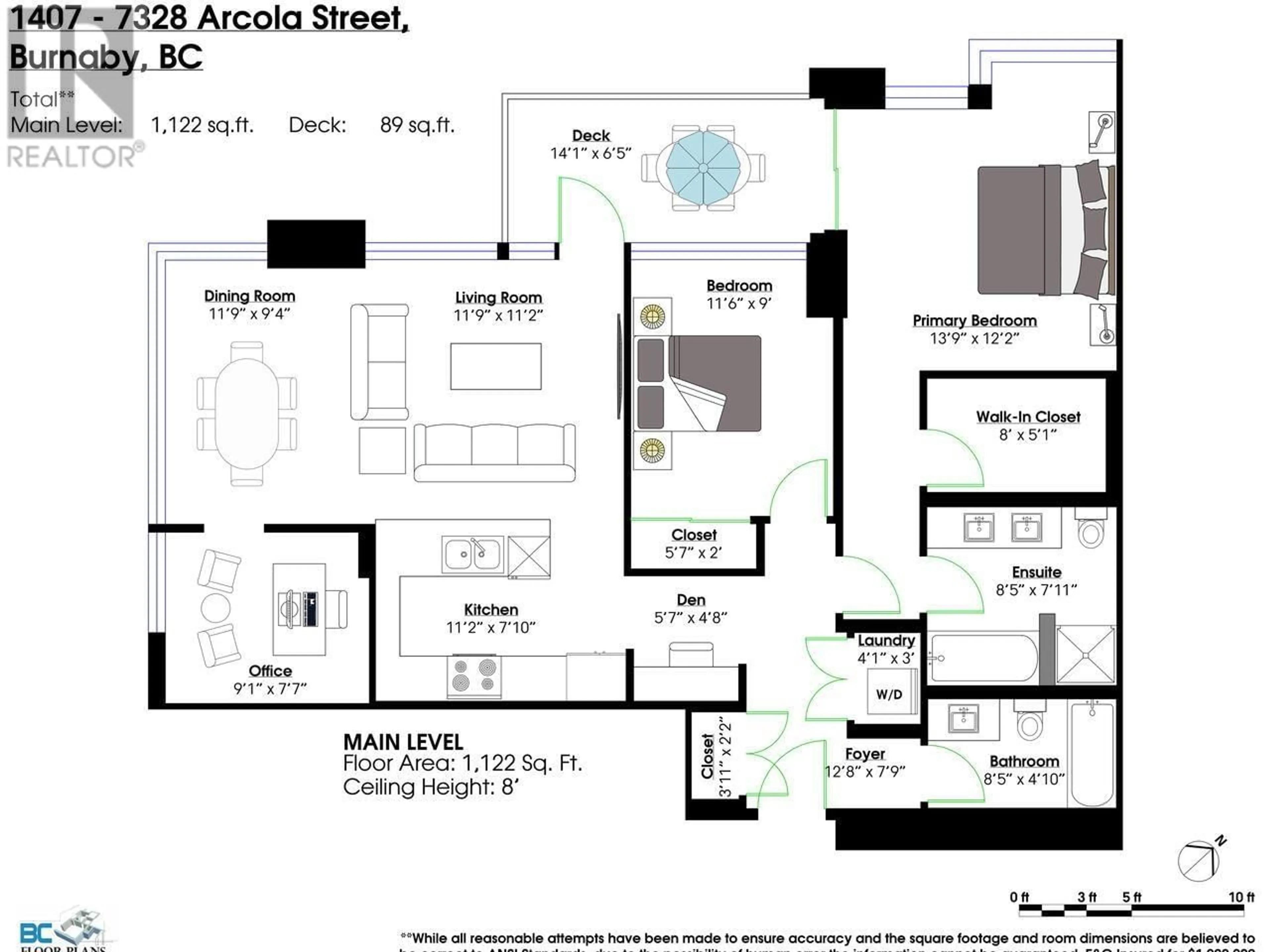 Floor plan for 1407 - 7328 ARCOLA STREET, Burnaby British Columbia V5E0A7