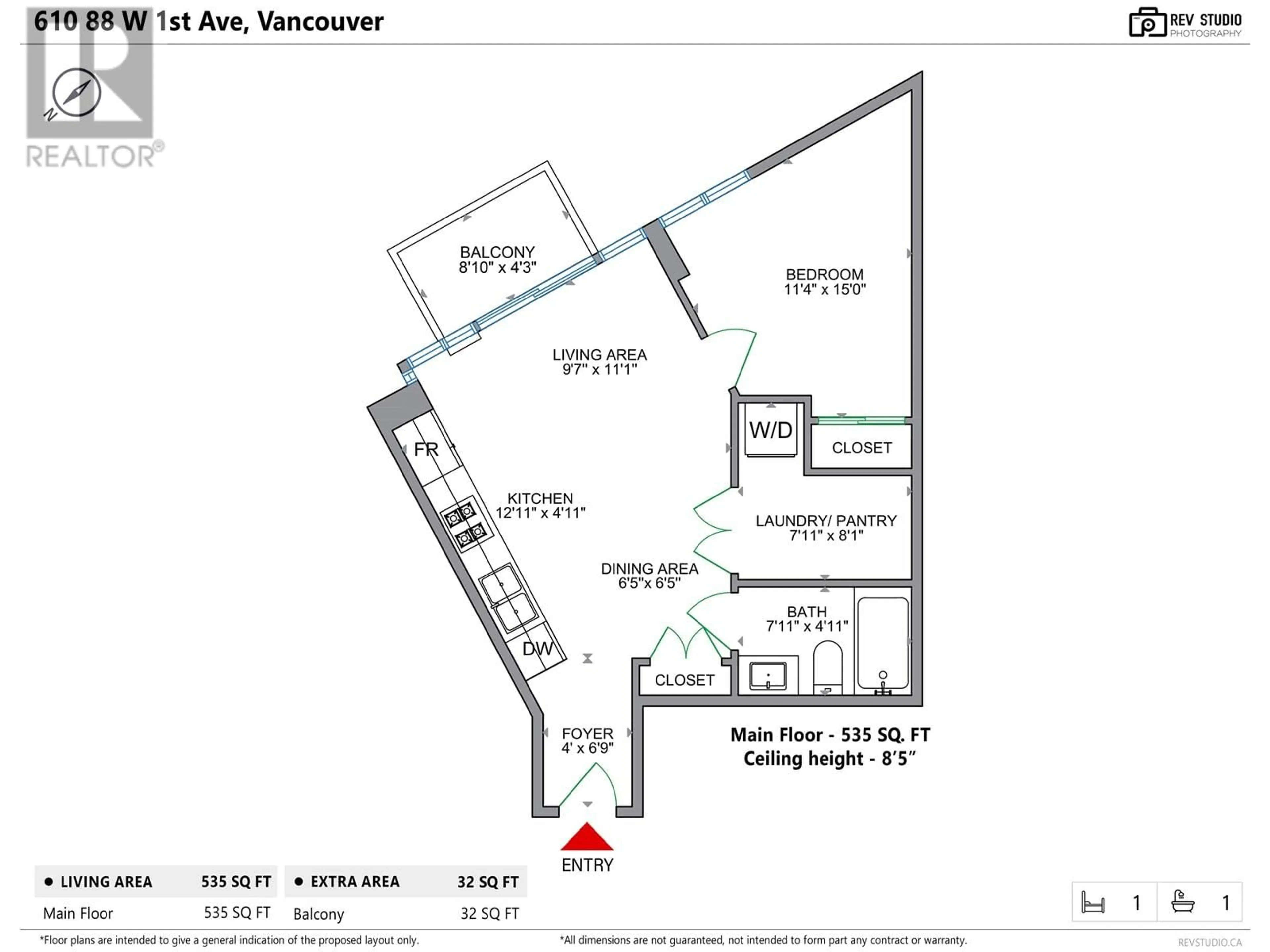 Floor plan for 610 - 88 1ST AVENUE, Vancouver British Columbia V5Y0K2