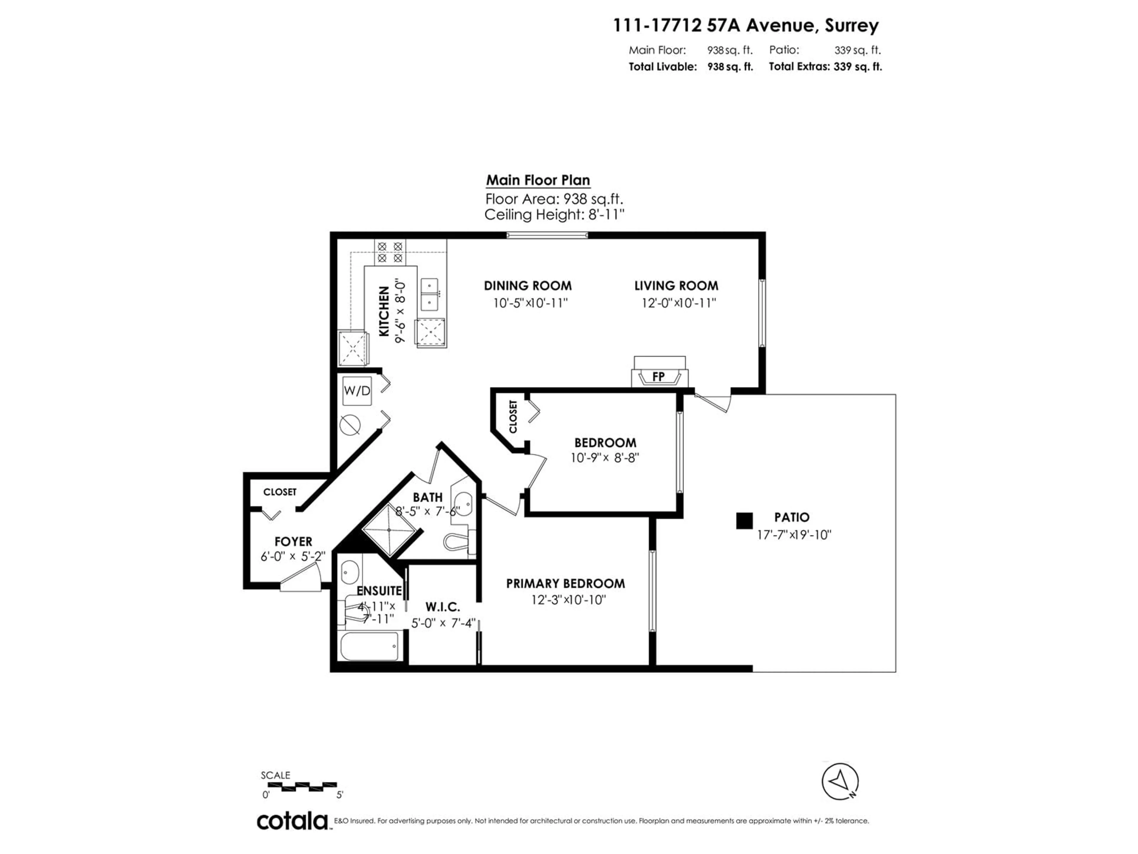 Floor plan for 111 - 17712 57A, Surrey British Columbia V3S1J1