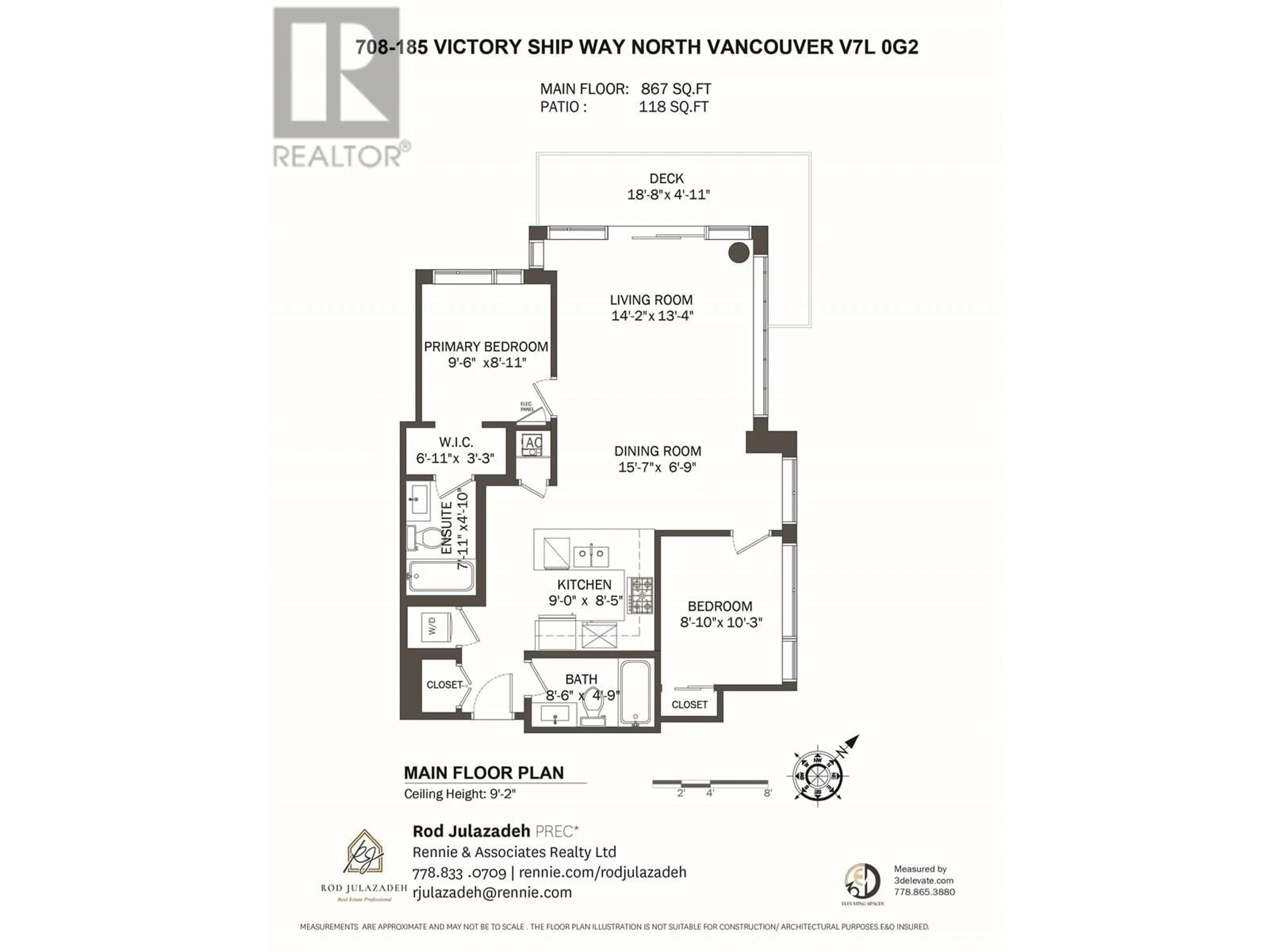 Floor plan for 708 - 185 VICTORY SHIP WAY, North Vancouver British Columbia V7L0G2