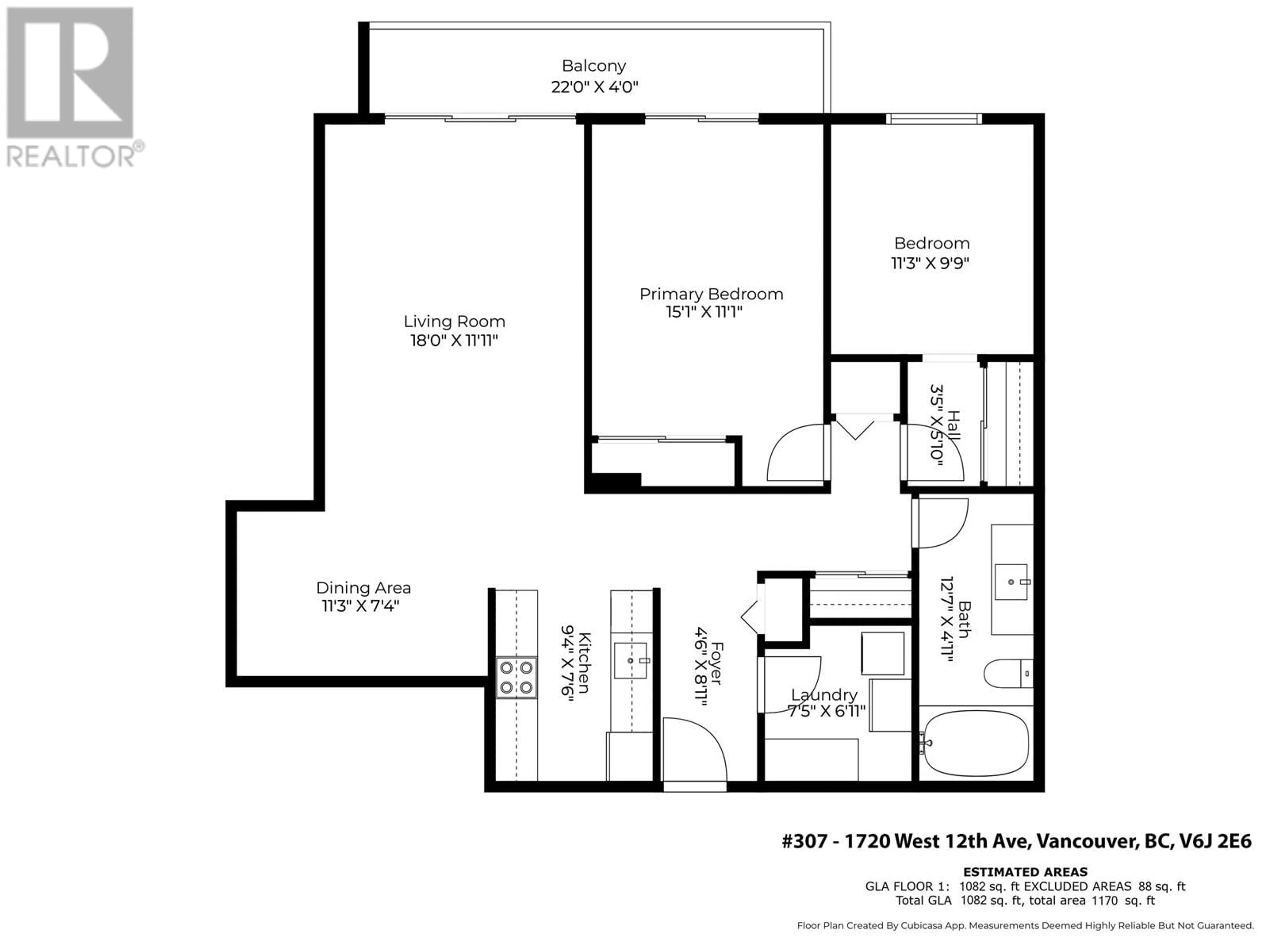 Floor plan for 307 - 1720 12TH AVENUE, Vancouver British Columbia V6J2E6