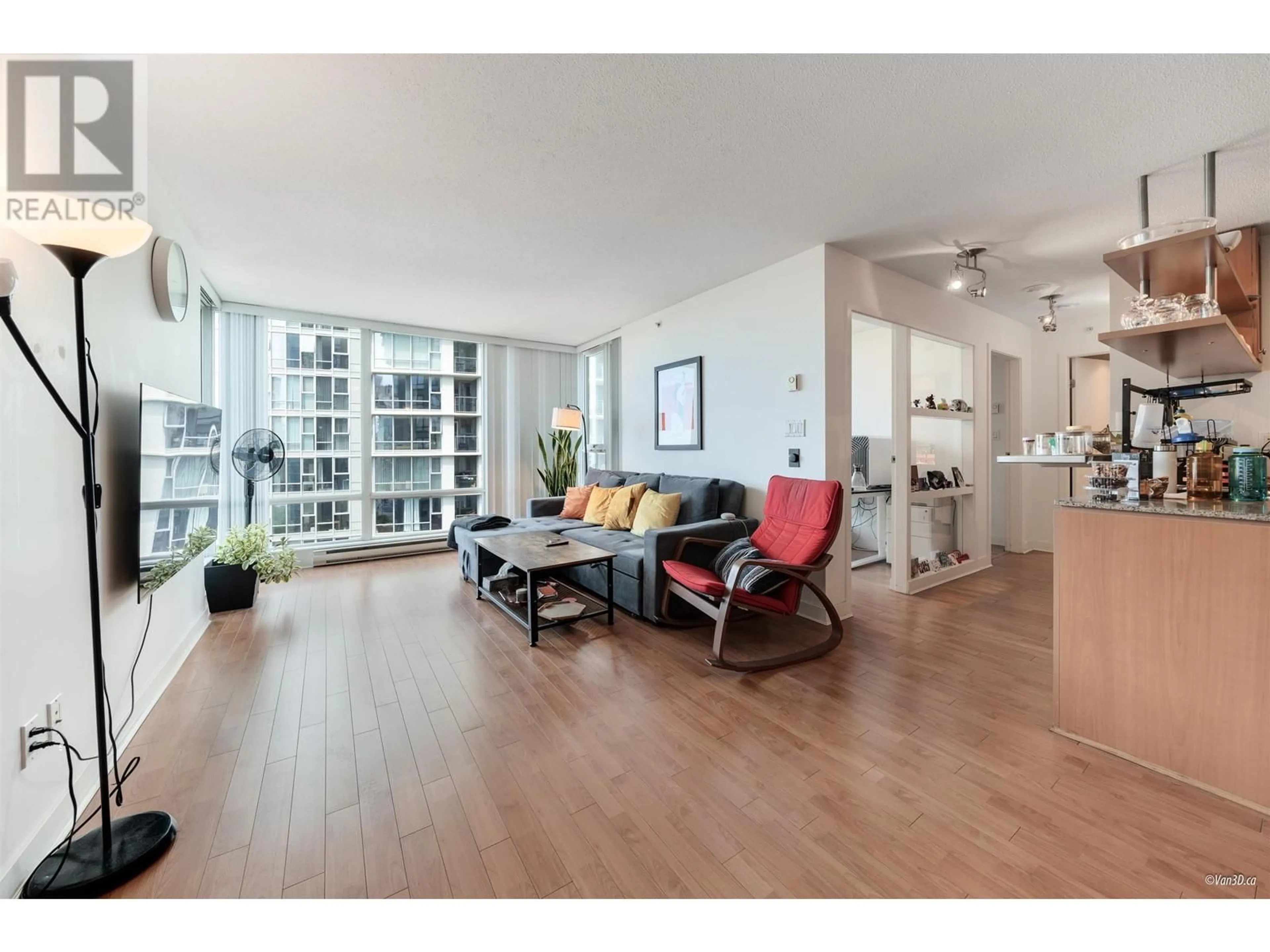 Living room with furniture, wood/laminate floor for 1701 - 1495 RICHARDS STREET, Vancouver British Columbia V6Z3E3