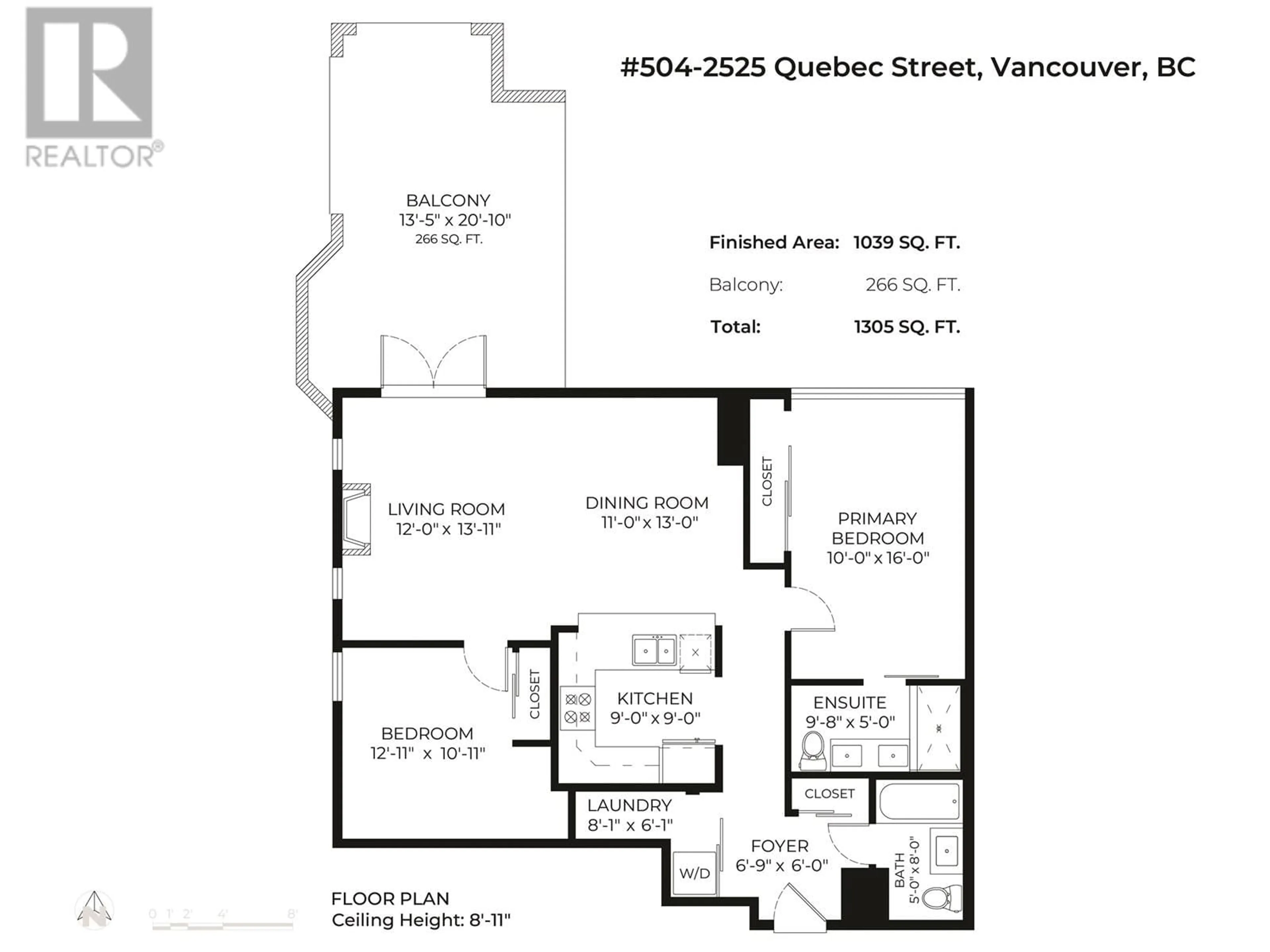 Floor plan for 504 - 2525 QUEBEC STREET, Vancouver British Columbia V5T4R5