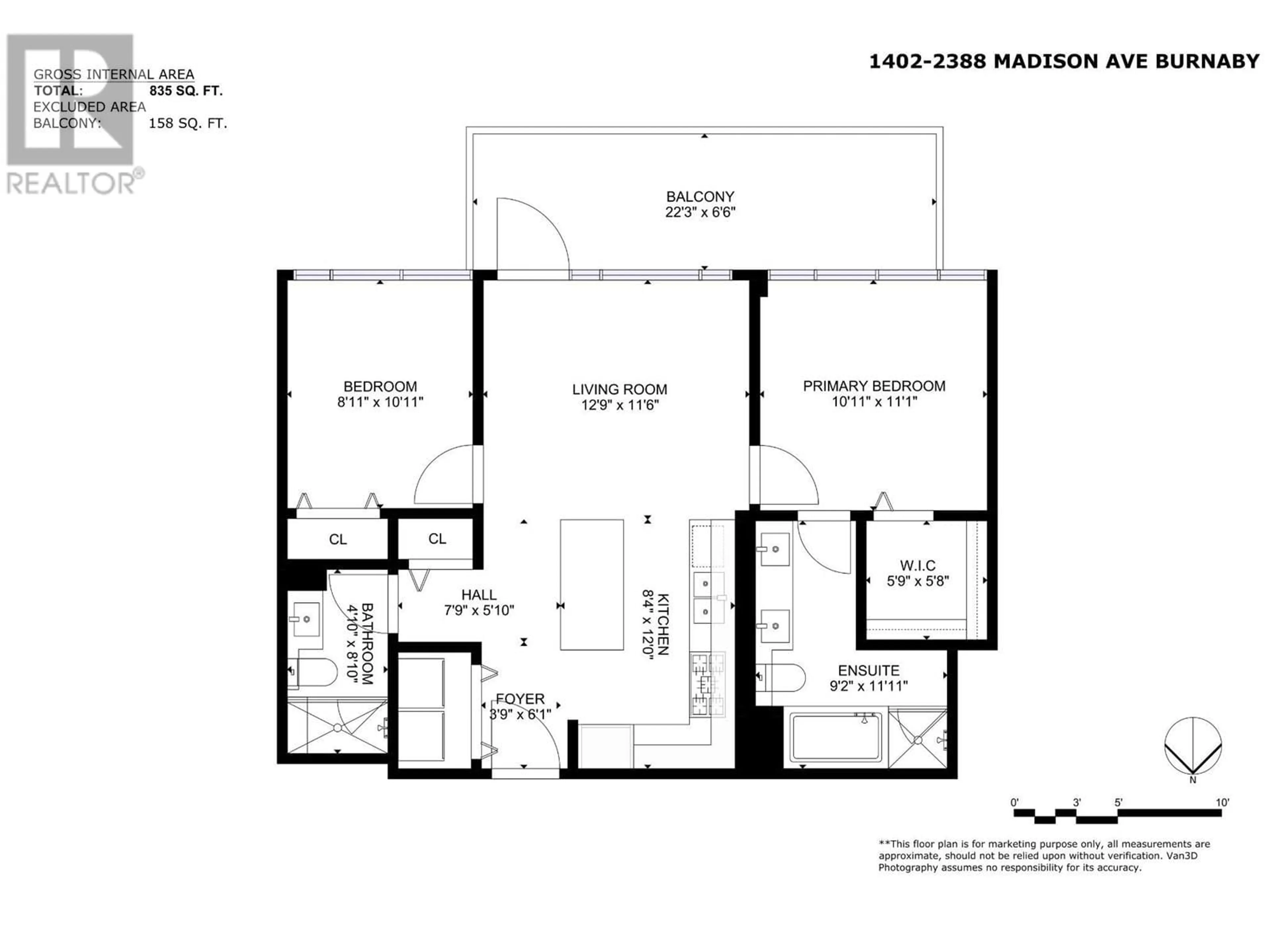 Floor plan for 1402 - 2388 MADISON AVENUE, Burnaby British Columbia V5C0K8