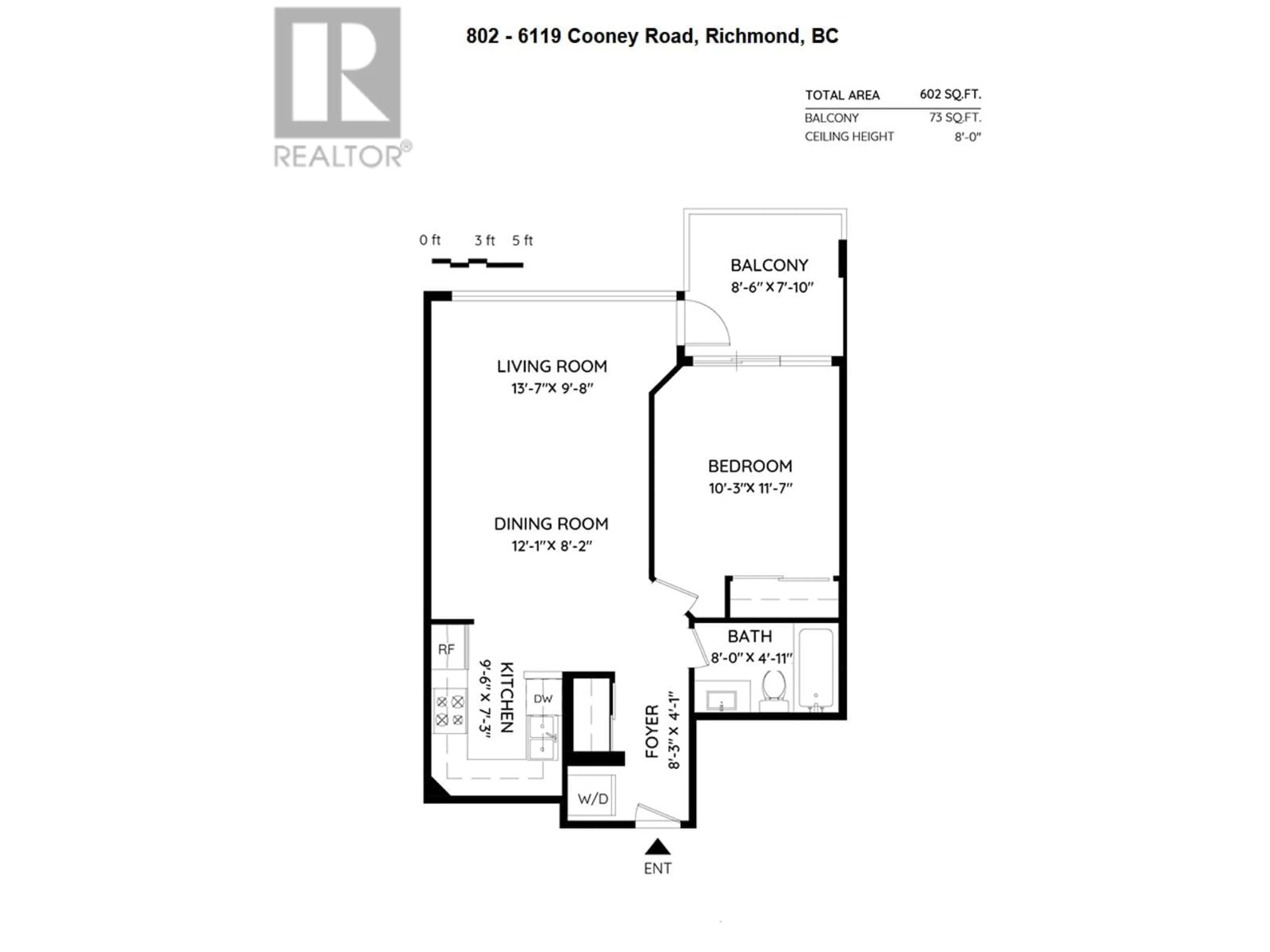 Floor plan for 802 - 6119 COONEY ROAD, Richmond British Columbia V6Y4B7