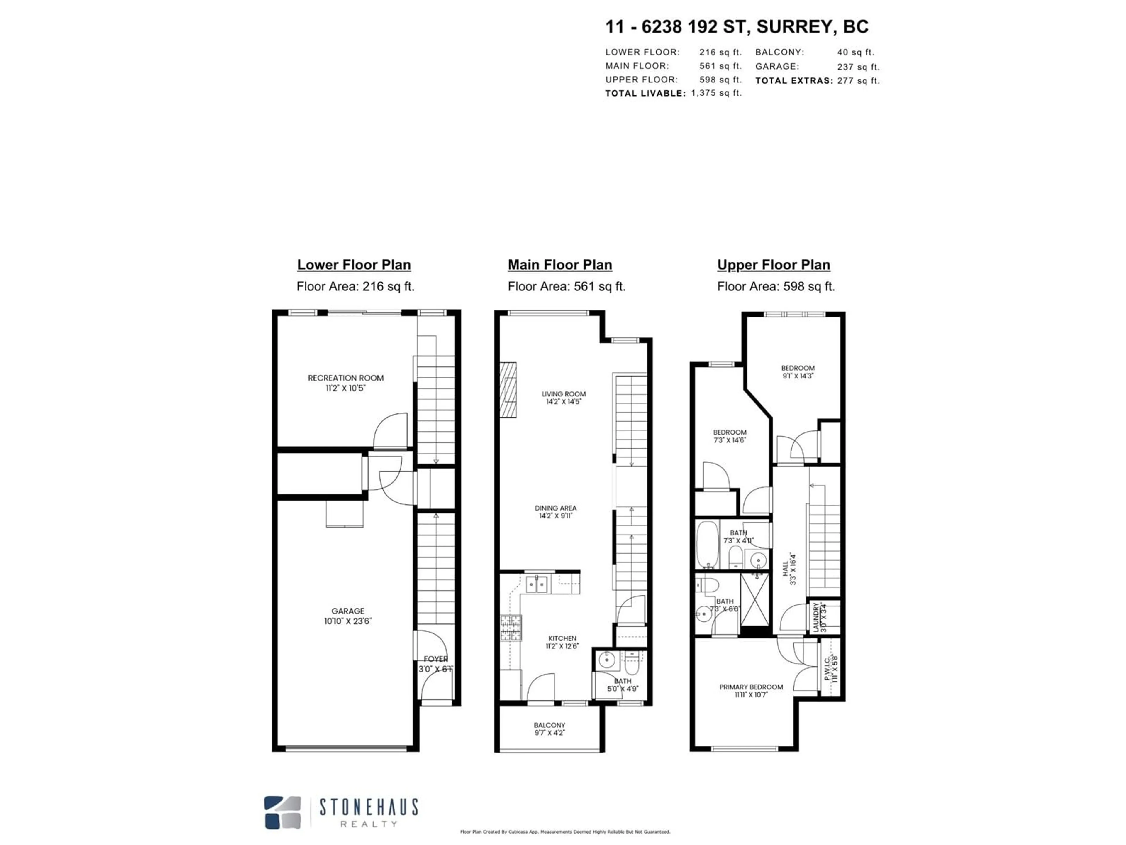 Floor plan for 11 - 6238 192, Surrey British Columbia V3S0S2