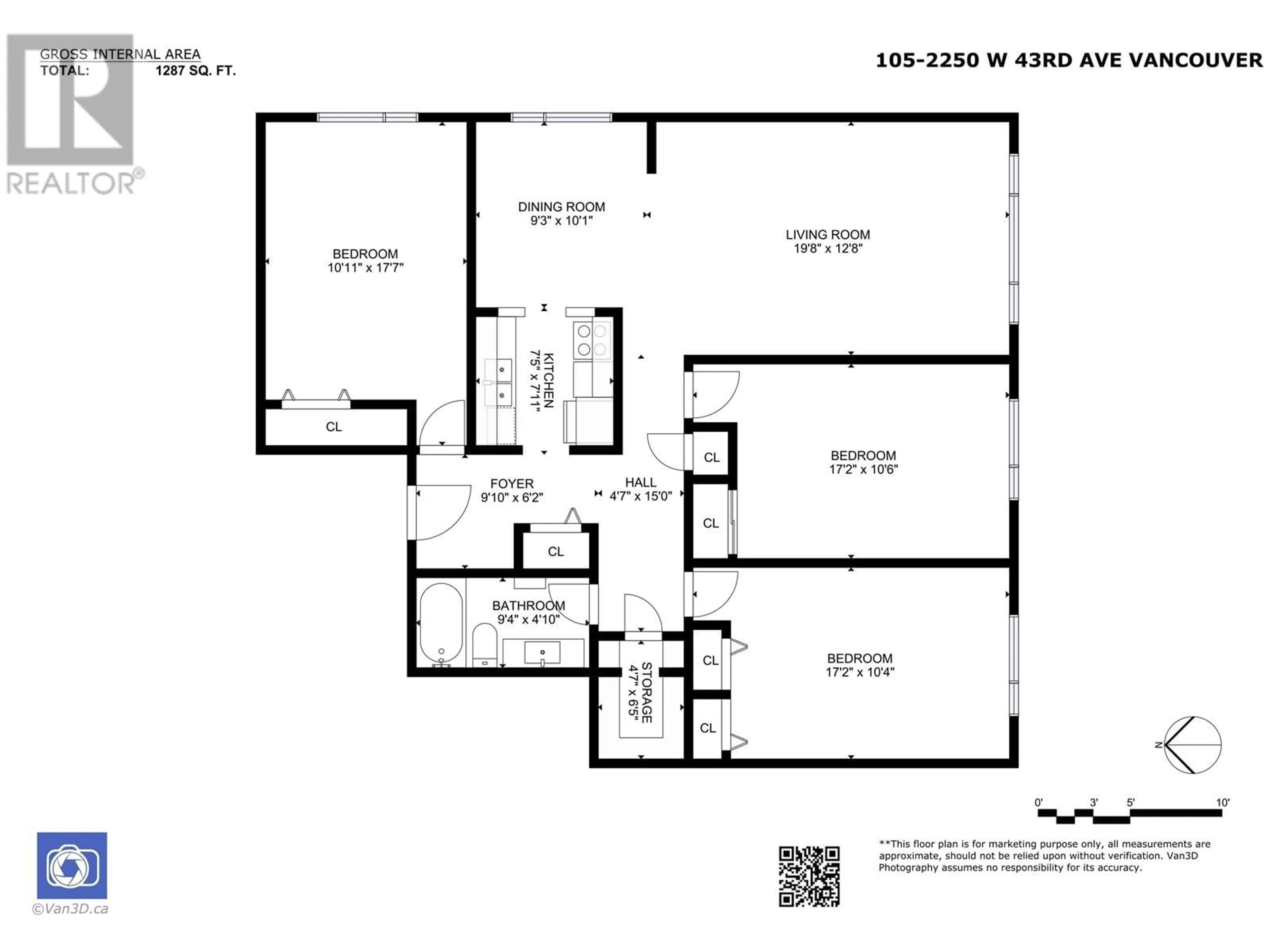 Floor plan for 105 - 2250 43RD AVENUE, Vancouver British Columbia V6M2E3